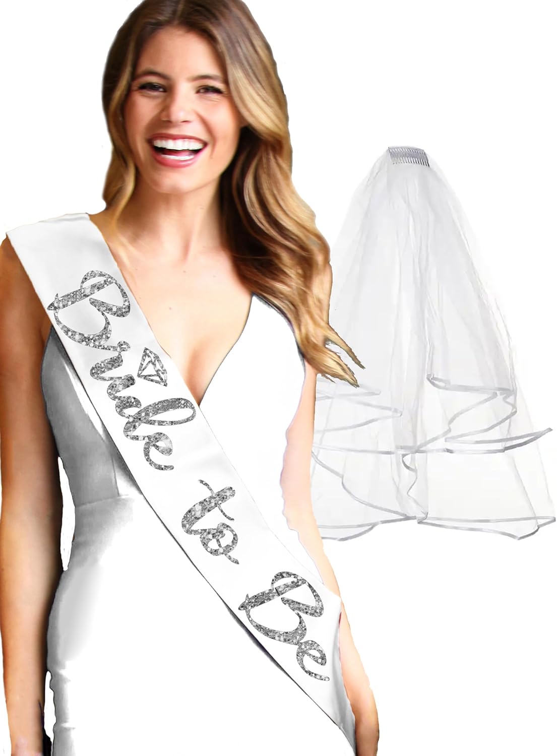 Bride Sash and Veil - BRIDAL GRADE SATIN Bride to Be Sash - Bachelorette Party Outfit - Bridal Shower Gifts