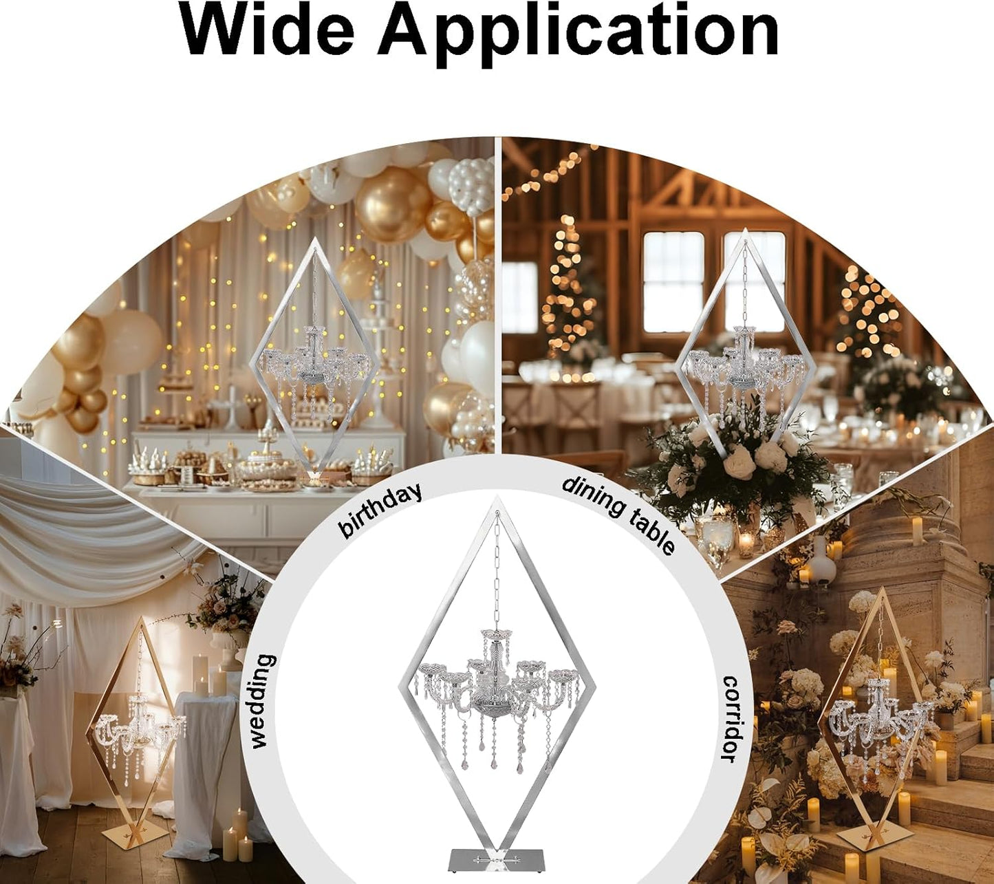 European Wedding Romantic Candlestick 45 "Table top Candlestick Metal Candlestick Table for Wedding Party Activities in The Center of The Room (Silver, 2PCS)