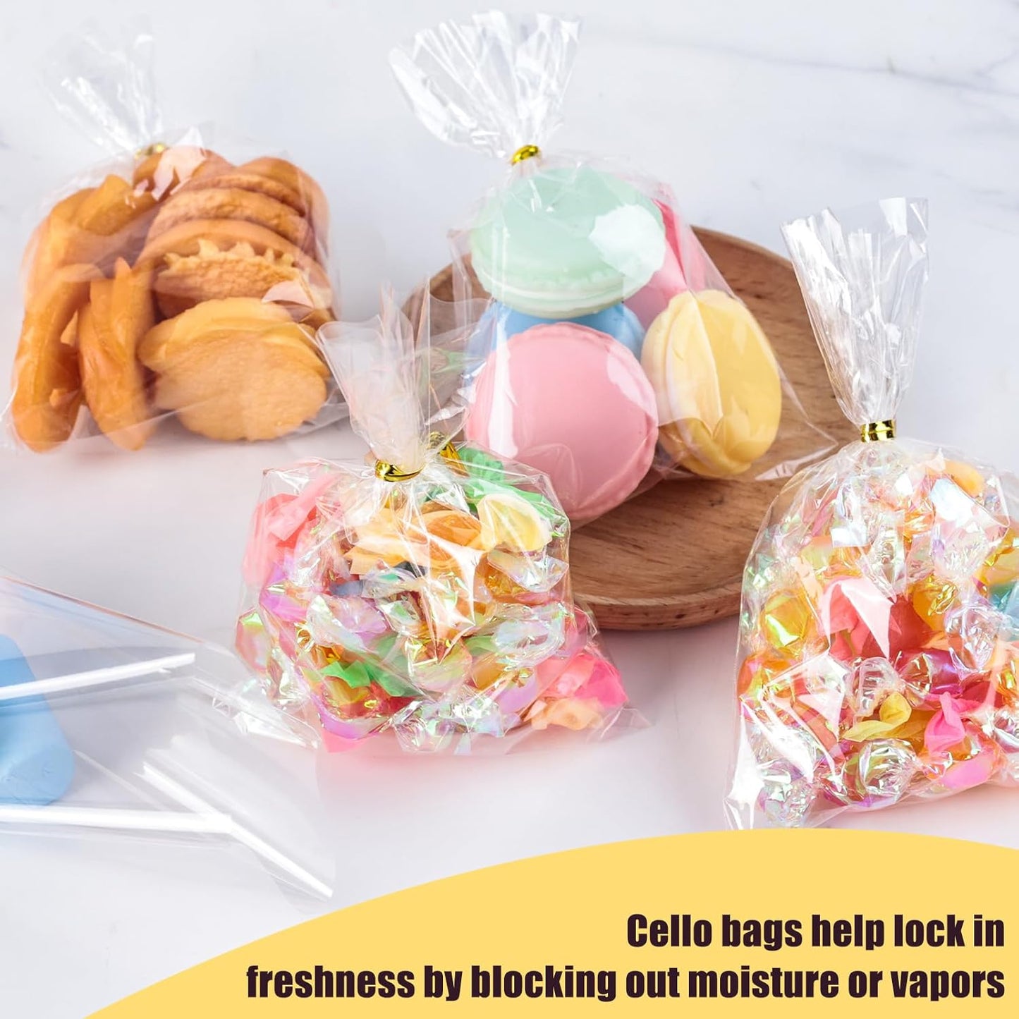 VGOODALL 200 Pack Goodie Bags, Cellophane Treat Bags with Ties 4x6 Inch for Cotton Candy Cookie Popcorn Party Favors Supplies