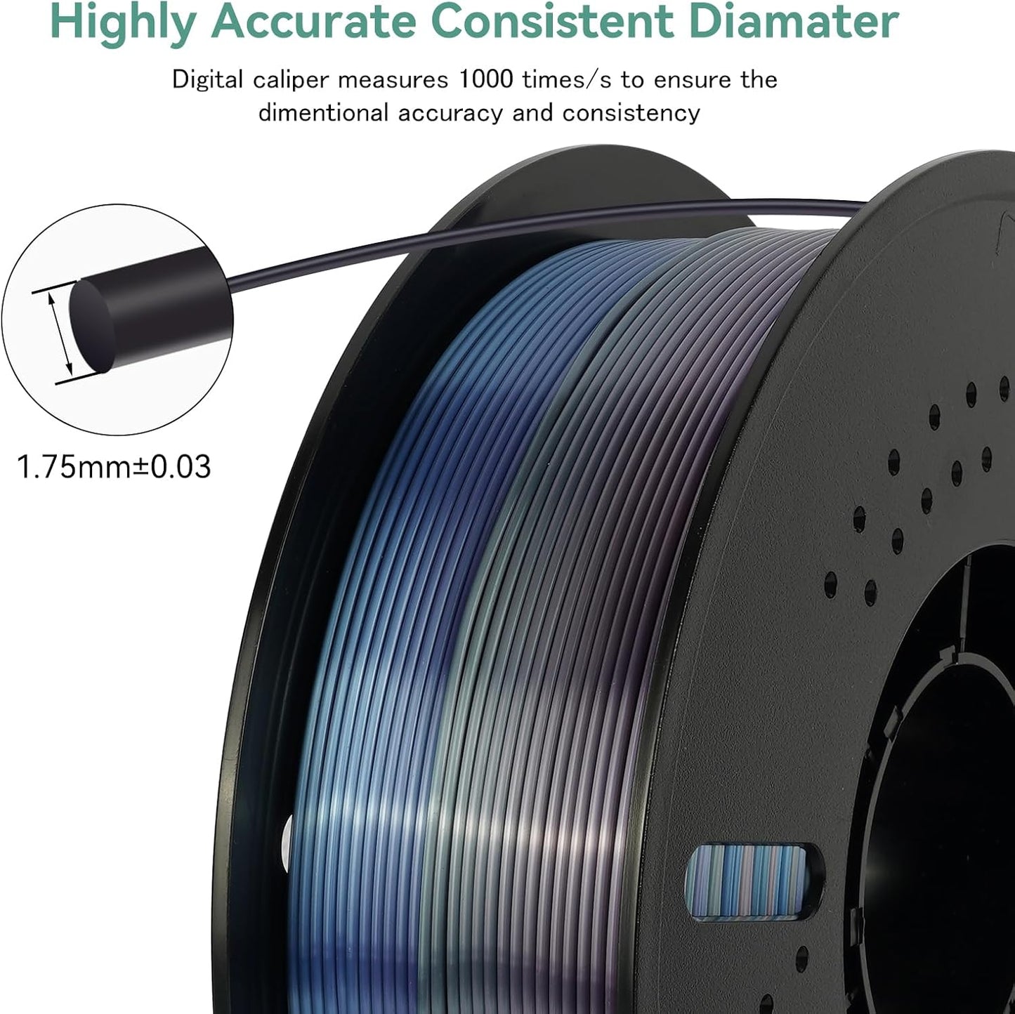 Kingroon Silk PLA Filament 1.75mm Rainbow Color Changing Filament 3D Printer Filament 1kg Dimensional Accuracy ±0.03mm,Fit Most 3D Printer(Universe)
