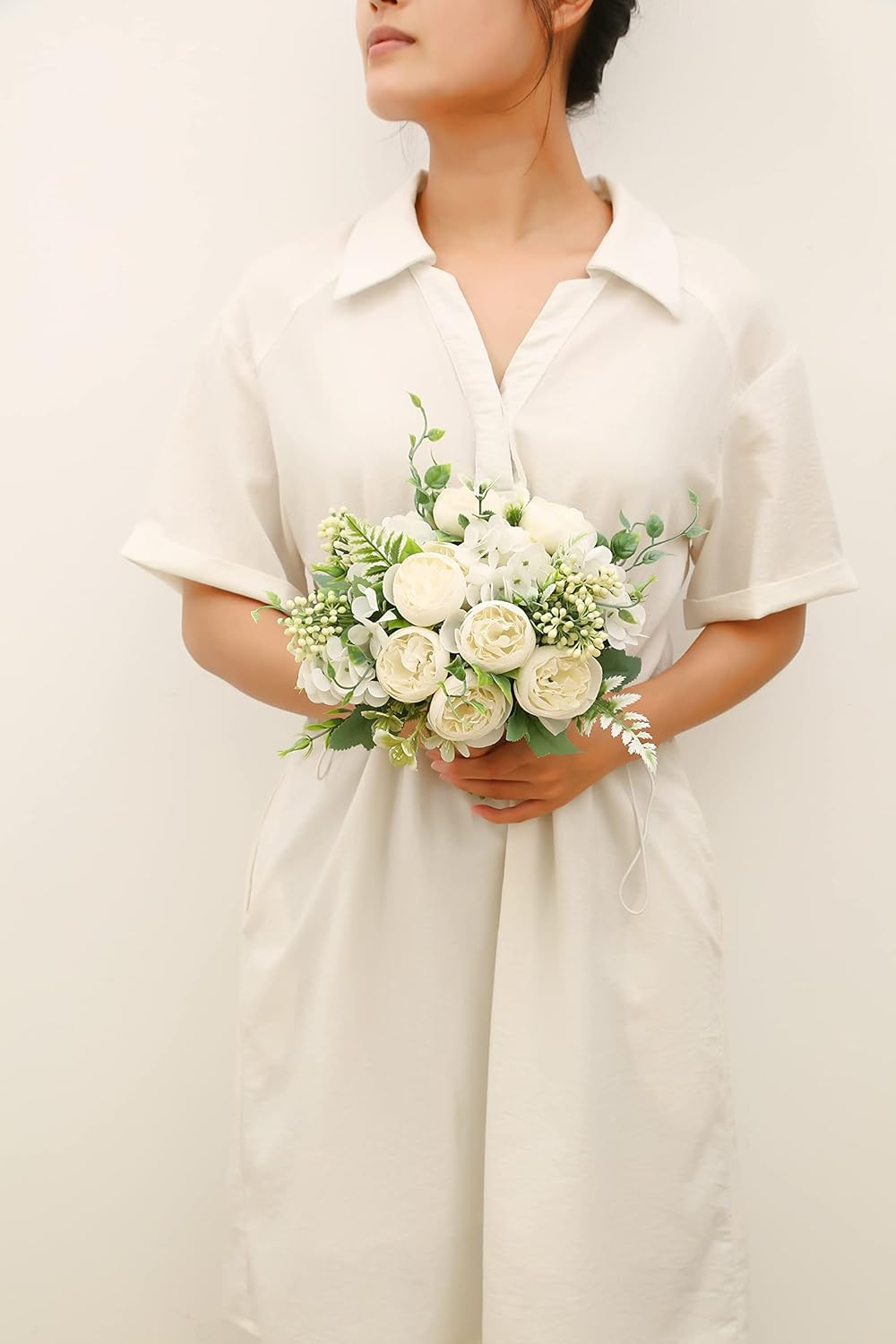 Artificial Flowers Fake Peony Silk Mini Plastic Bridal Flowers for DIY Wedding Bouquets Home Decorations 4 Packs(Orange)