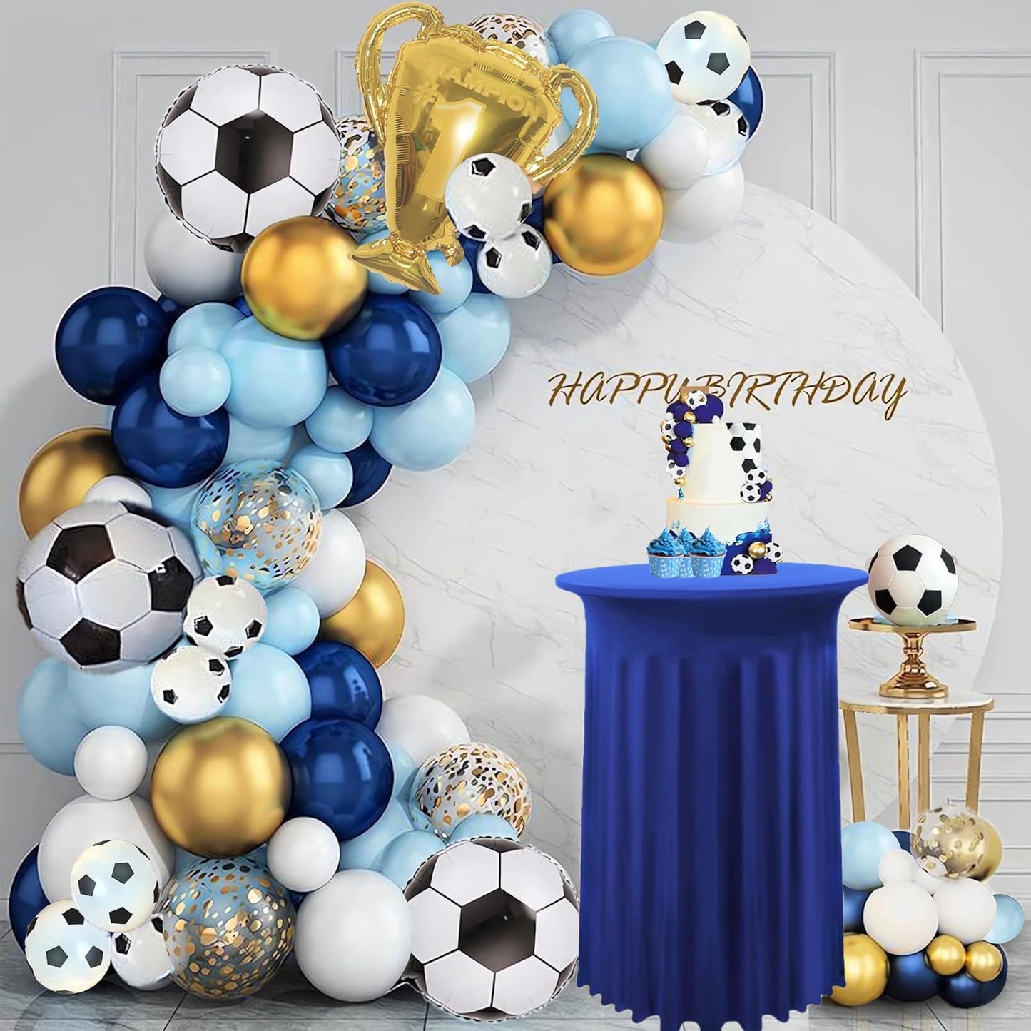 Albassa 2 Pack Cocktail Table Covers 32"x 43" Spandex Stretch Round Cocktail Tablecloths with Wavy Drapes Fitted High Top Bar Table Skirt for Wedding Party Banquet (Royal Blue, 2 PCS)