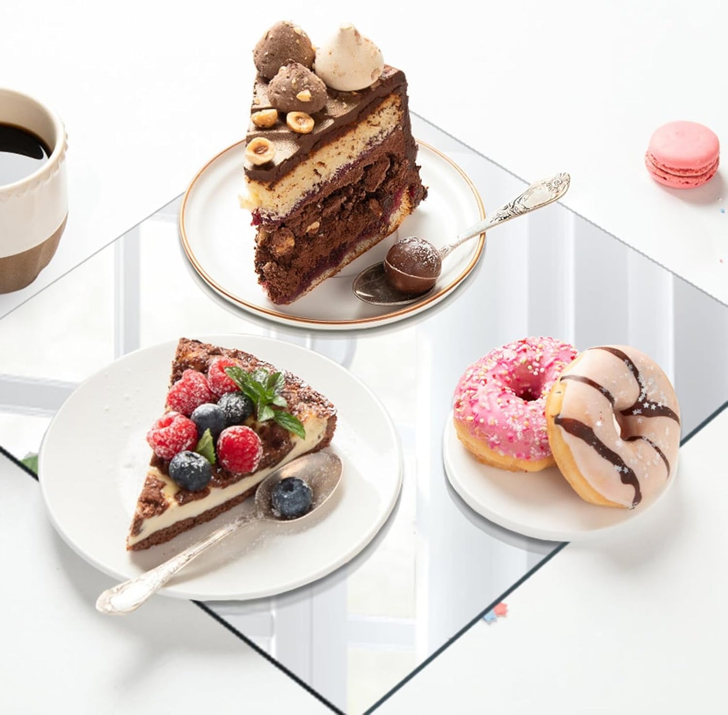 12" Square Mirror Centerpieces, Set of 12 Mirrors for Centerpieces, 2mm Glass Mirror Plates, Mirror Tray, for Wedding Table, Party Decorations, Candle Plate Set, Craft, Christmas Decorations