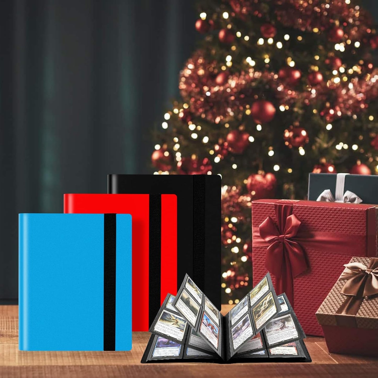 4 Pocket Card Binder for 160 Sleeves, Card Folder Ablum for Trading Cards Collection for Sports Cards, Baseball Cards, Game Cards, Mini TCG Binder Fit for MTG, Gift for Card Collector (Black)