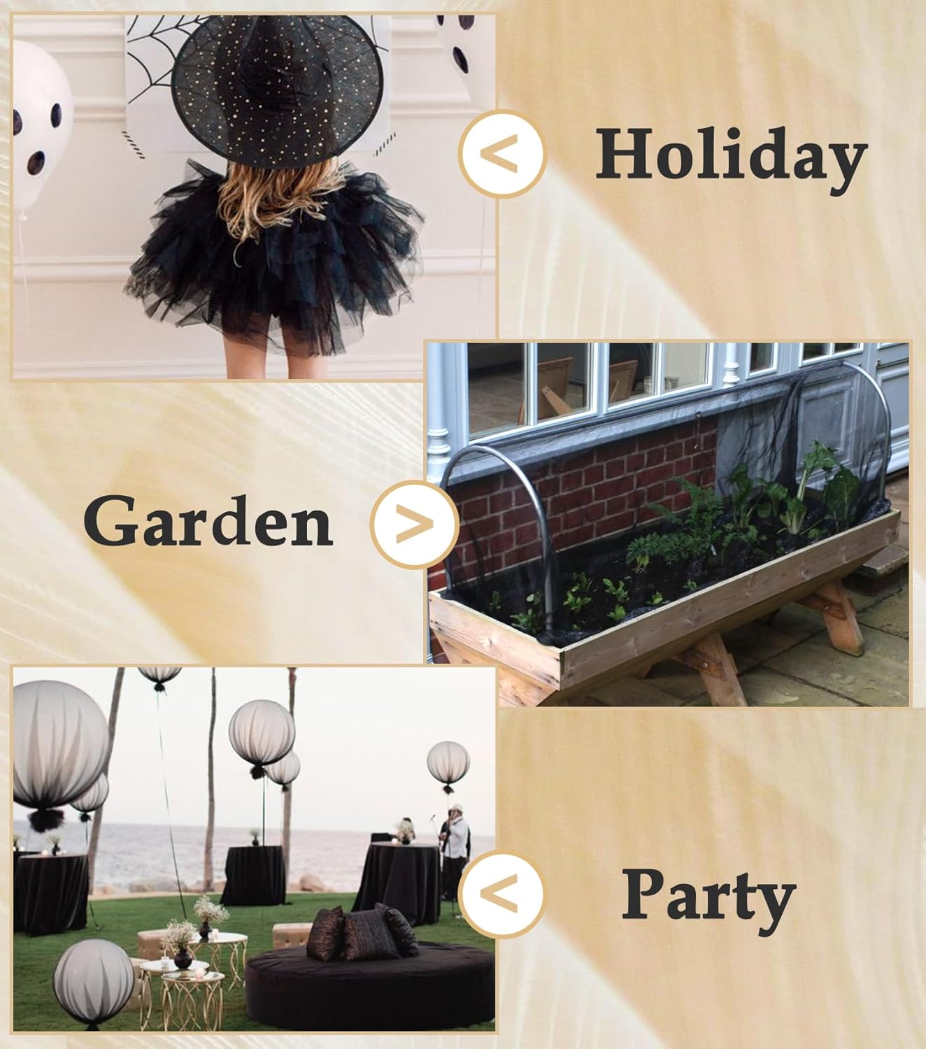 Black Tulle Fabric 108" x 25 Yards Tulle Bolt for Wedding Decoration DIY Tutu Halloween Party Backdrop Baby Shower Table Skirts Gift Wrapping