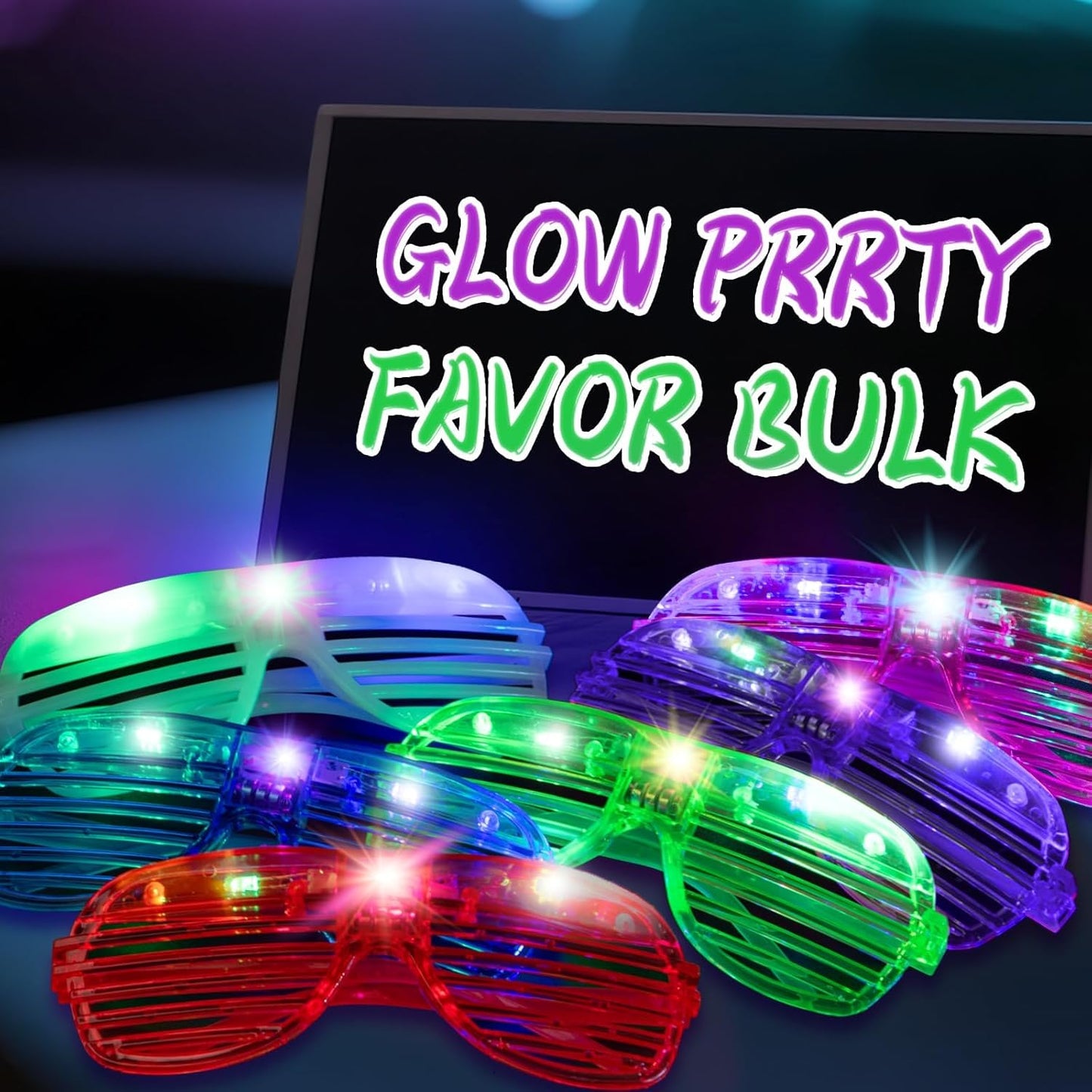 150 Pack 6 Neon Color Halloween Party Favors, Glow in The Dark Glasses for Kid Adult, LED Light Up Glasses Bulk Toy, Rave Accessories, Goodie Bag Stuffers, Wedding Gift, Birthday Party Supplies /Decor