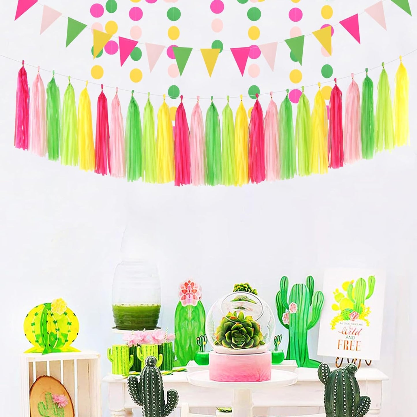 Hawaii Pool Party-Decorations Streamers - 35pcs Tissue Pom Poms,Tropical Jungle Birthday Supplies Bachelorette Tassel Garland Banner,Summer Beach Baby Shower Decor Lasting Surprise