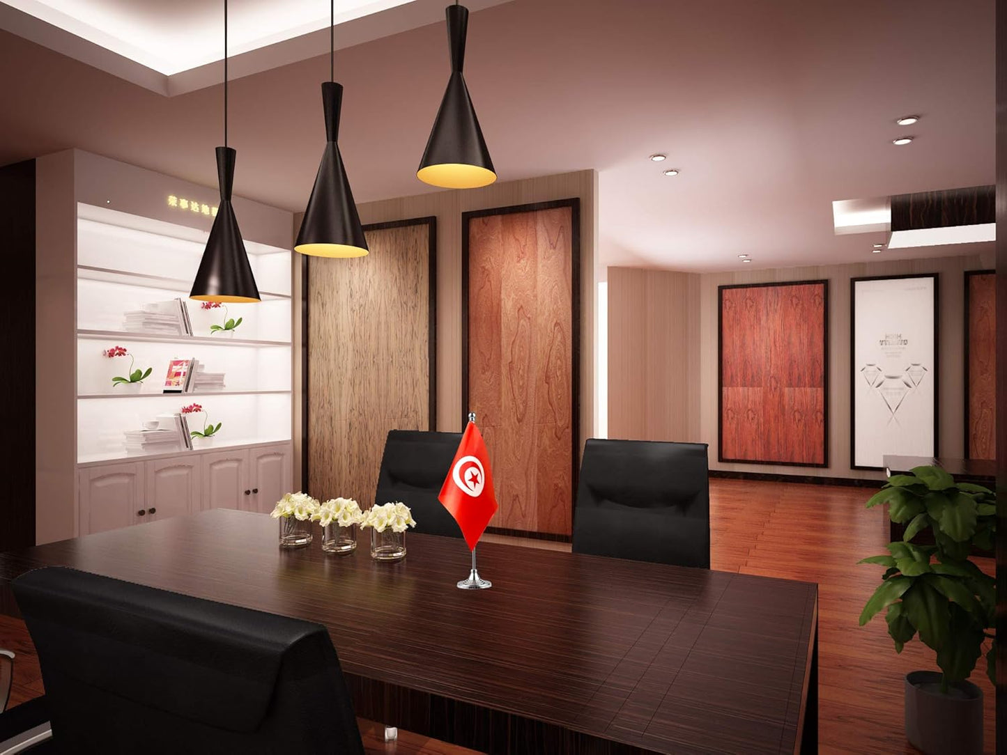 GentleGirl.USA Tunisia Table Flags,Stick Small Mini Tunisian Flag Office Desk Flag on Stand with Stand Base, International Festival Decoration,Tunisian Theme Party Decoration,Home Desk Decoration