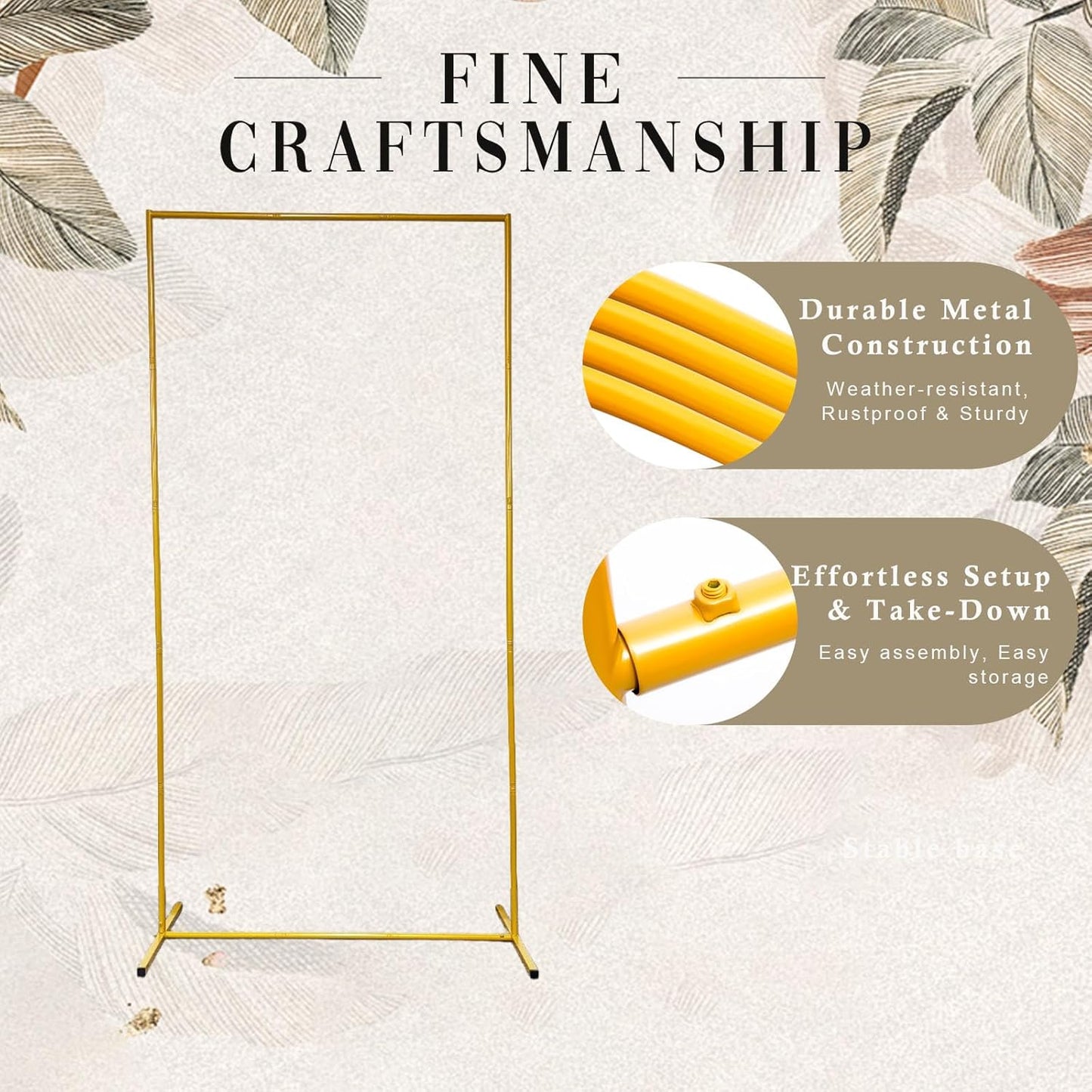 Wedding Square Balloon Arch Stand, Gold Backdrop Stand 6.6 x 3.3 FT Metal Party Frame for Wedding Ceremony Bridal Archway Birthday Party Decoration Harfirbe