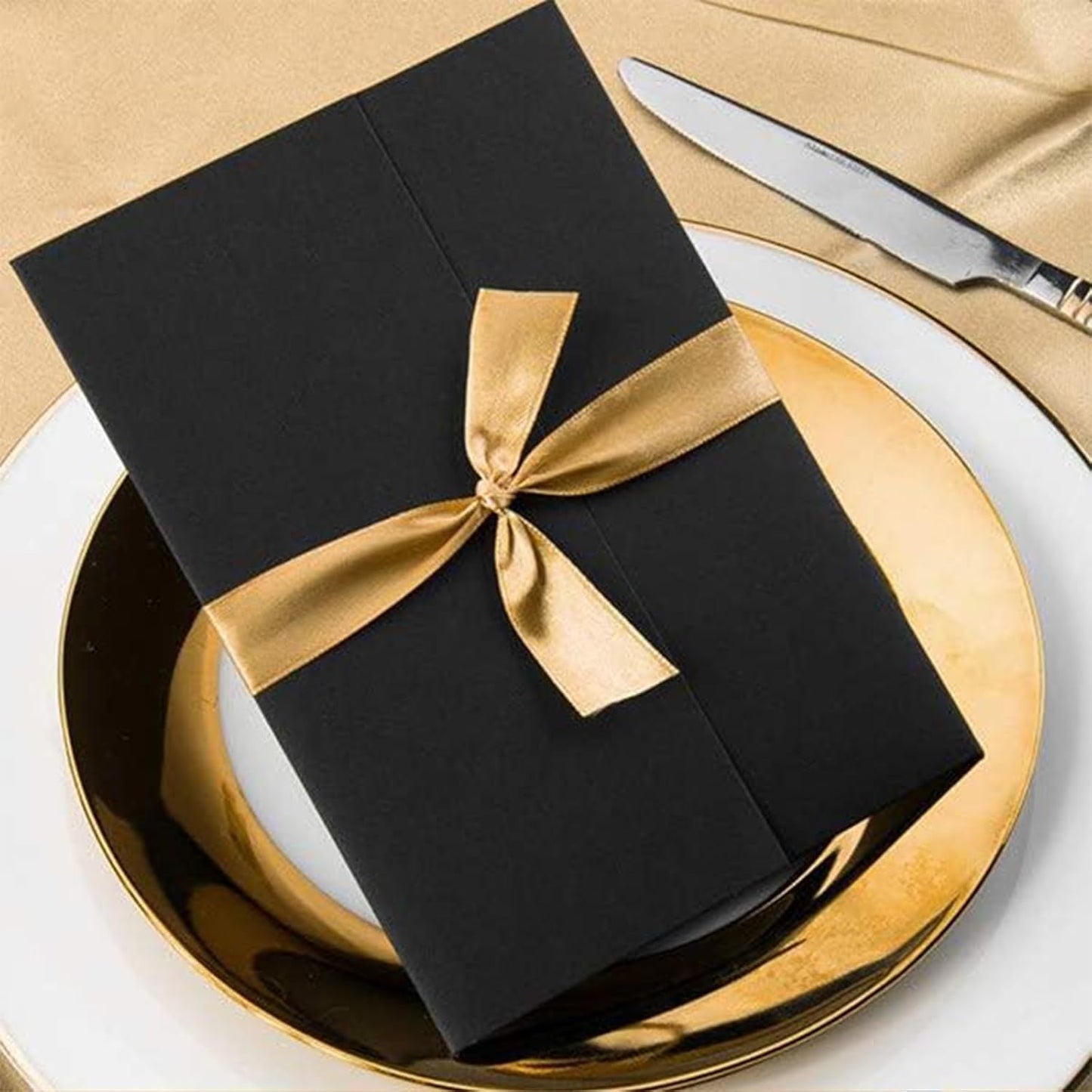 5/8" x 50 Yards Champaign Gold Satin Ribbon Single Faced Fabric Ribbons for Gift Wrapping, Crafting, Bows Making, Sewing, Wedding, Home Decor