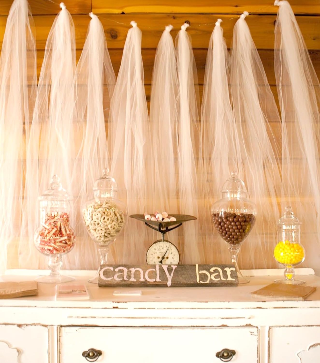 White Tulle Fabric 108" x 10 Yards (30FT) Tulle Bolt for Wedding Decoration DIY Tutu Party Backdrop Baby Shower Table Skirts Christmas Gift Wrapping