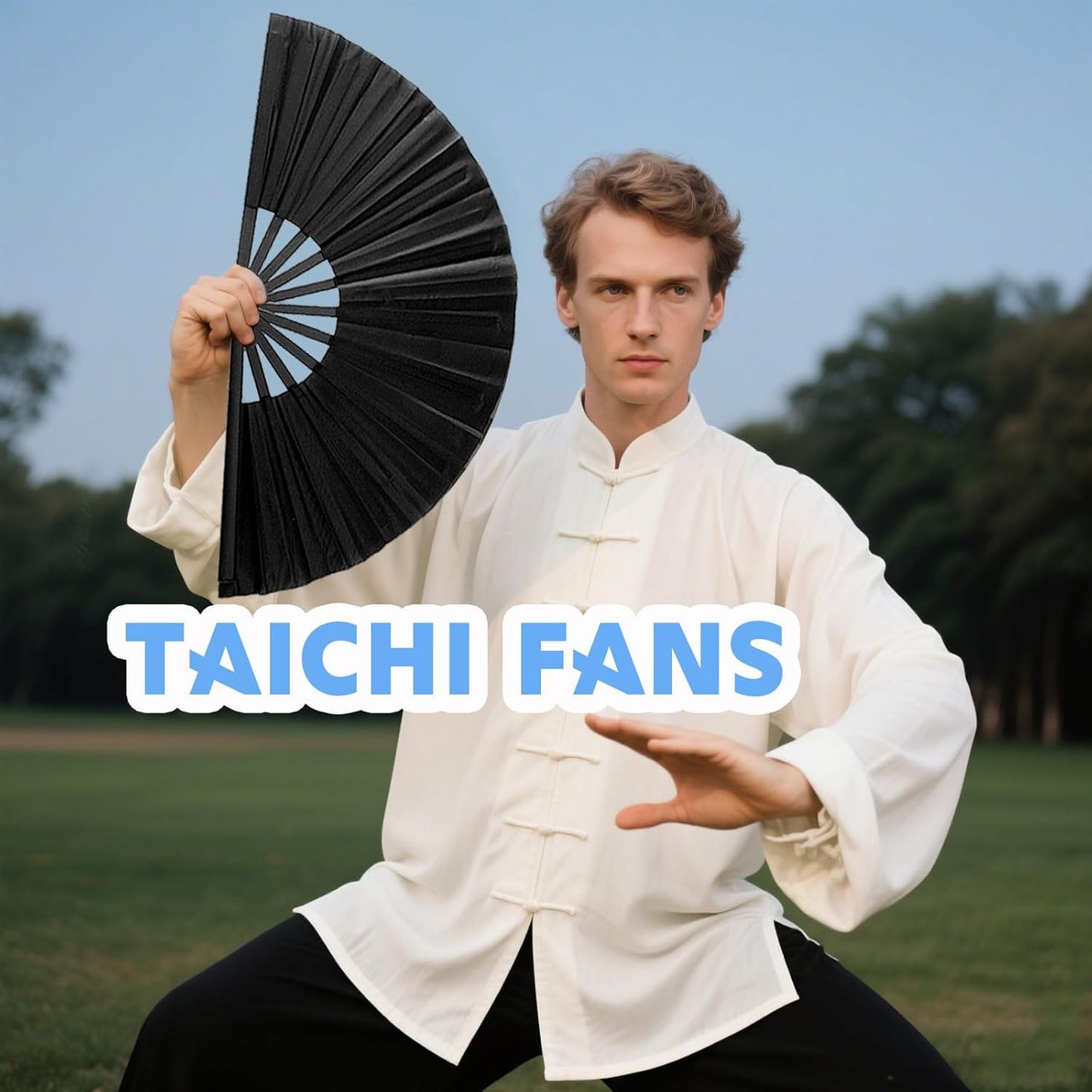 10 Pcs Loud Clap Fans for Line Dancing Bulk, Chinese Kung Fu Tai Chi Large Hand Fans for Women Foldable for Festival Dance Party Popping Clacking (White)