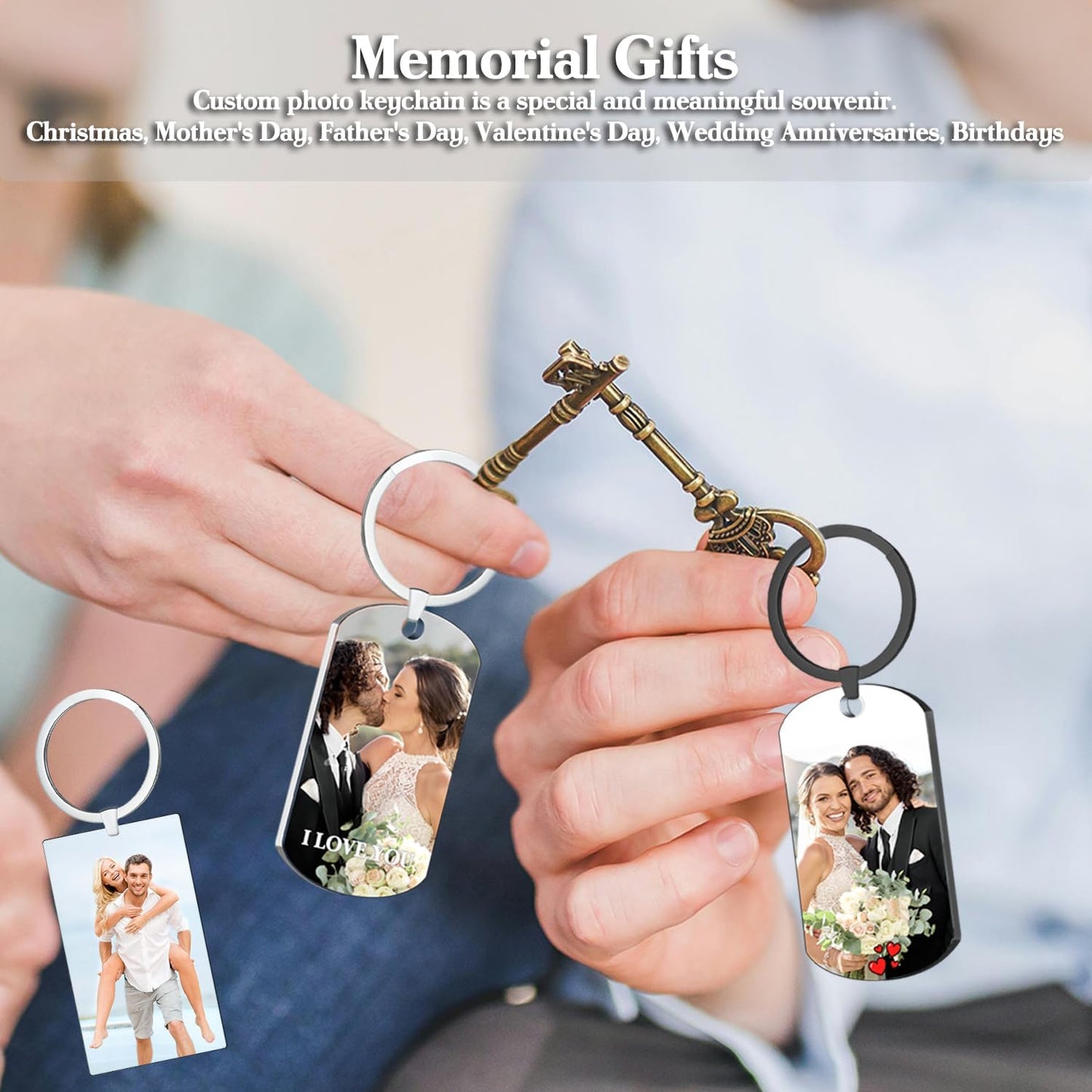 Custom Keychain with picture Double-sided Personalized Your Photo/Text/Icon for Men Family Boyfriend Gifts