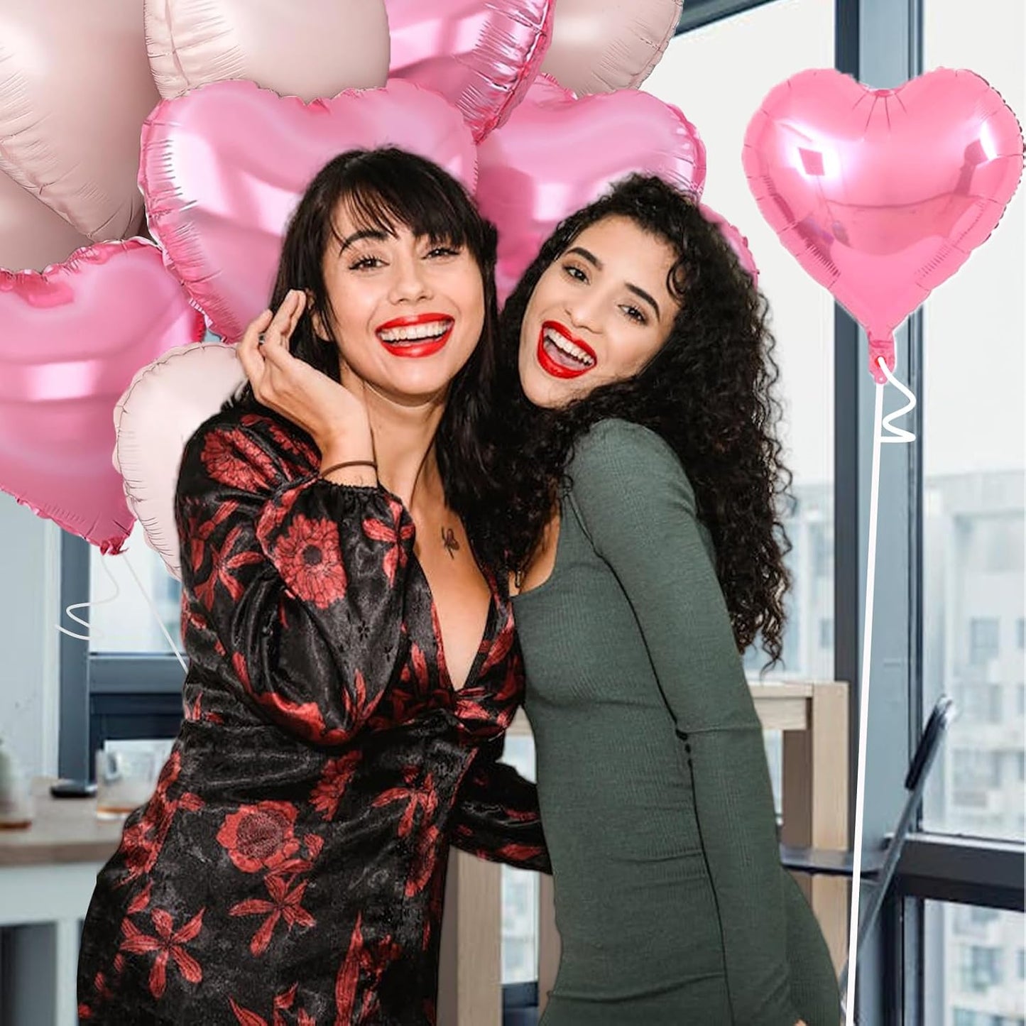 Pink Heart Balloons,18inch Bright Pink Heart Shaped Foil Balloons & Baby Pink Helium Mylar Balloon for Anniversary Wedding Engagement Birthday Party Baby Shower Decorations(12Pcs)