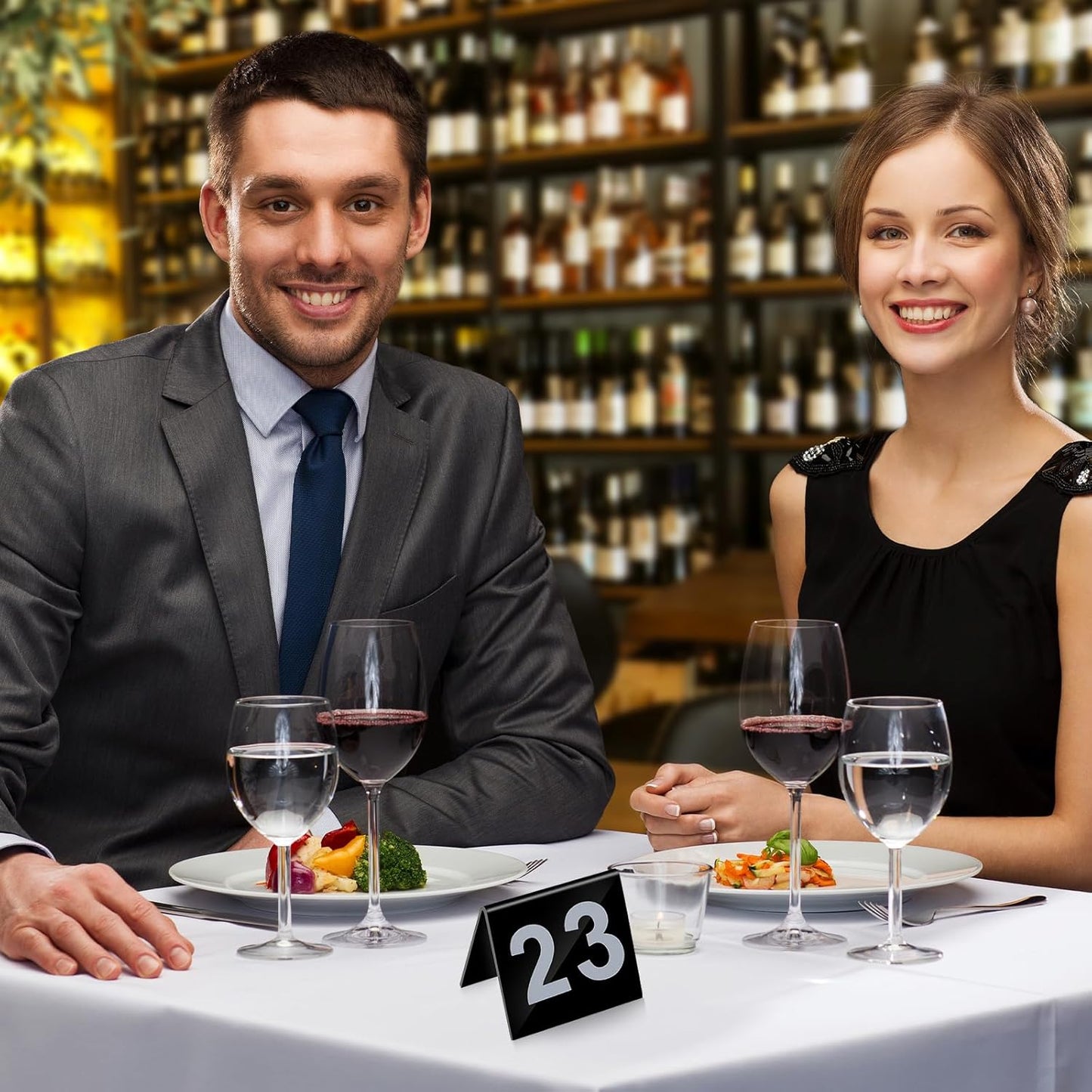 Table Numbers 1-25 Acrylic Double Side Numbered TableS Tents Plastic Restaurant Wedding Tables Number Table Tent Numbers Cards Signs for Party Banquets Wedding Reception (Black, White)