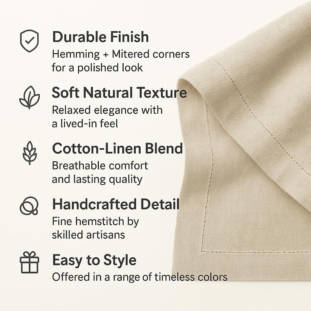 Cotton Linen Placemat Set of 4 – Hemstitch Black Cloth Placemat-14 x 19 Inch – Washable Fabric Placemats for Fall, Halloween, Thanksgiving, Everyday Dining & Décor – Serena