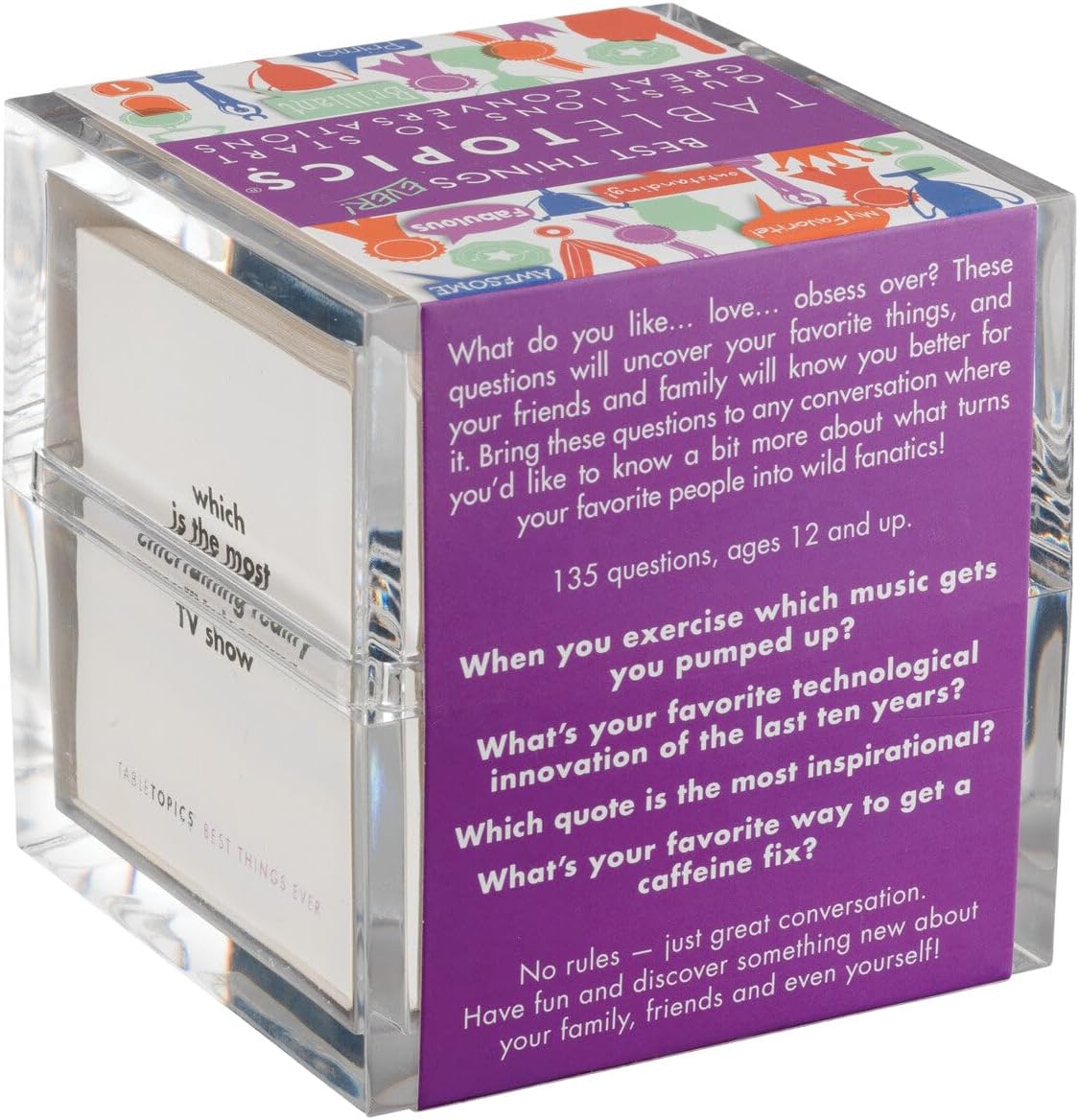 TableTopics Best Things Ever Question Card Game - 135 Fun Conversation Starter Cards, Use as Ice Breakers, Getting to Know You, or Discover More About Friends & Family, Share Your Favorites