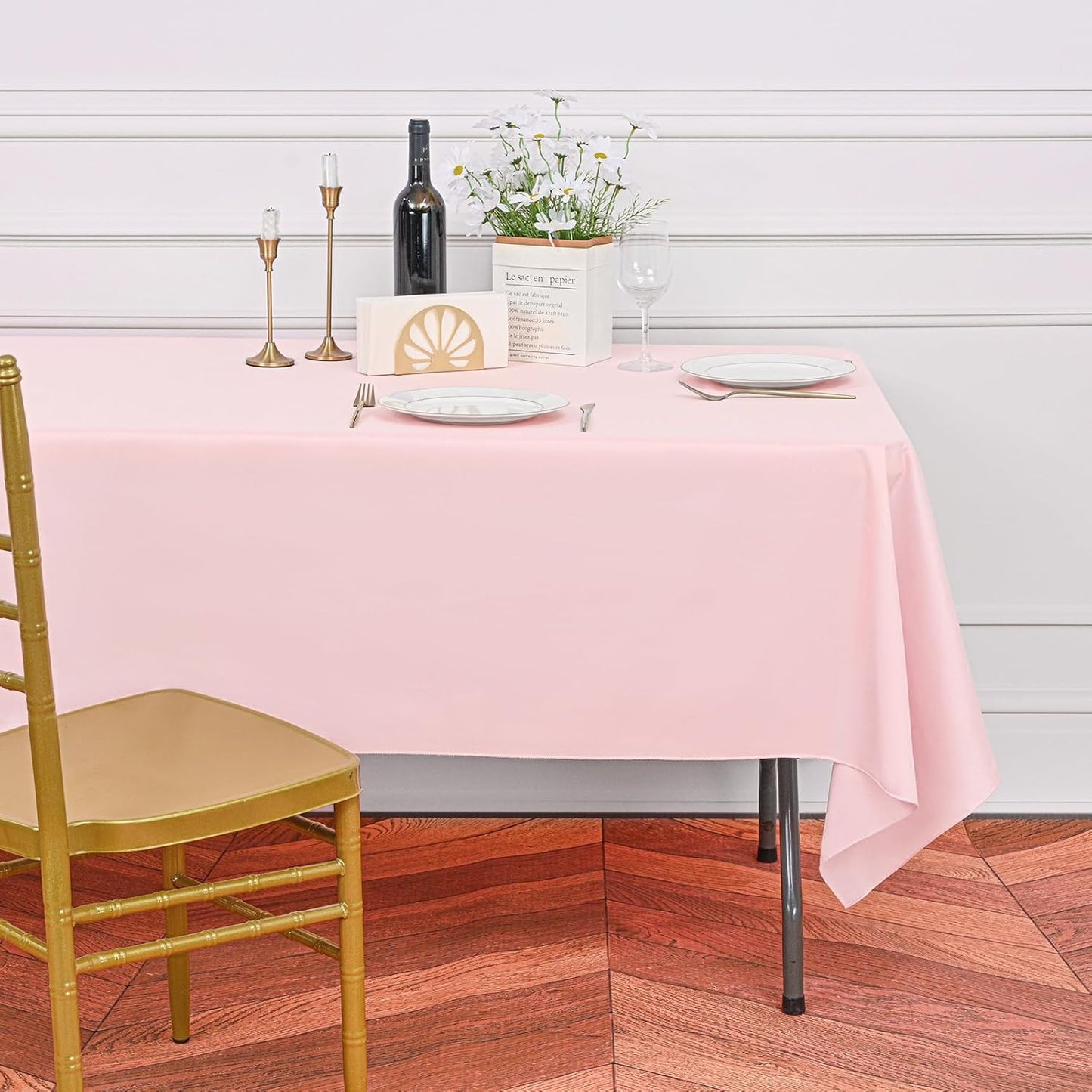 6 Pack Pink Tablecloths for 8ft Rectangle Tables 60 x 126 Inch - Polyester Table Cover Stain and Wrinkle Resistant Washable Fabric Table Clothes for Wedding Party Banquet Reception Restaurant