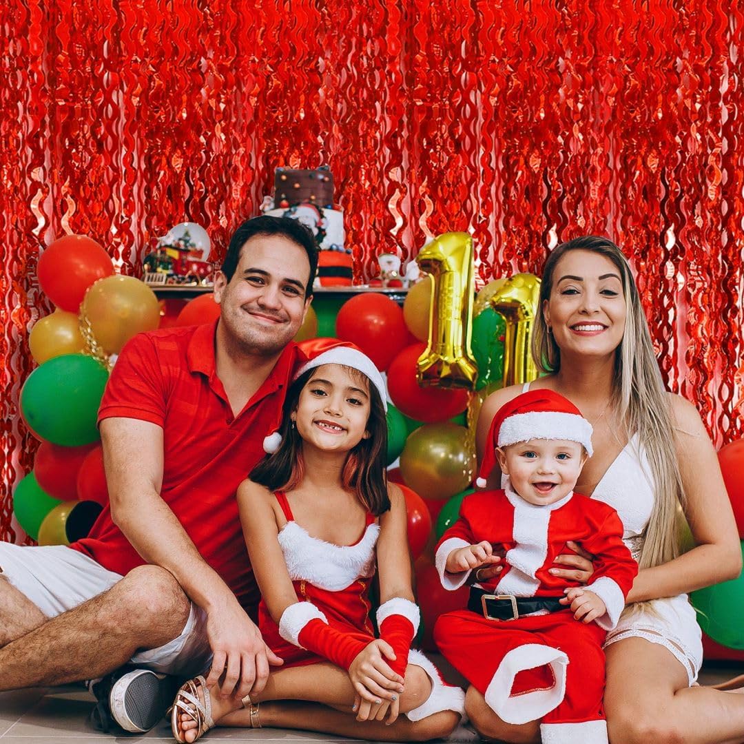 Red Door Streamers Party Backdrop Foil Curtains, Ruby Wall Decor, Carnival Decorations, Casino Theme Parties Decorations, Birthday Decorations, Red Graduation Decorations, Bachelorette Party Supplies