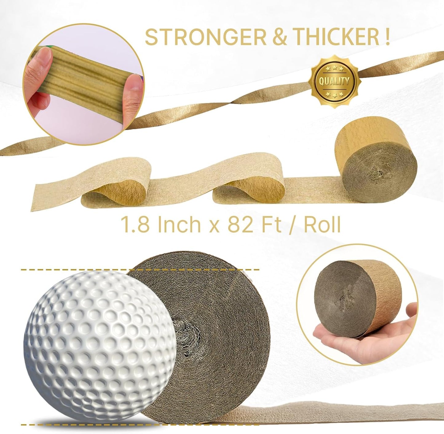 PartyWoo Metallic Gold and Silver Crepe Paper Streamers 4pcs 328ft Pack of Metallic Gold Silver Crepe Paper Streamers for Birthday Bridal Shower Engagement New Year Eve Graduation Party Decorations