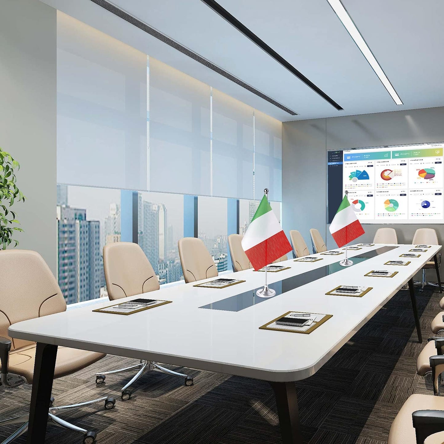 ZXvZYT 2 Pack Italy flag Italian Table Flag Small Mini Italian Desk Flags With Stand Base,International Festival Events Celebration Decorate,Home office Decorations