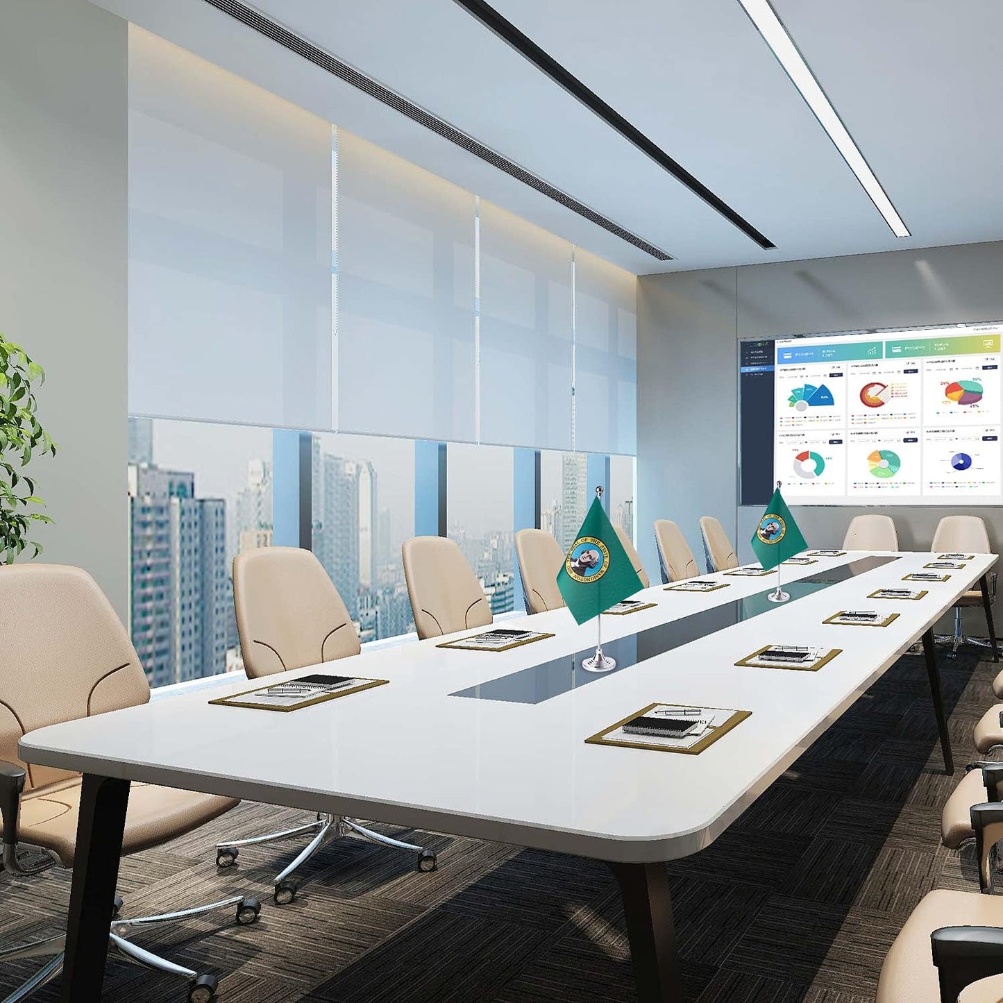 ZXvZYT 2 Pack American US Washington flag USA Washington WA State table flag,Small Mini United States Desk Flags With Stand Base,for U.S. States Party Events Celebration Decorations Supplies