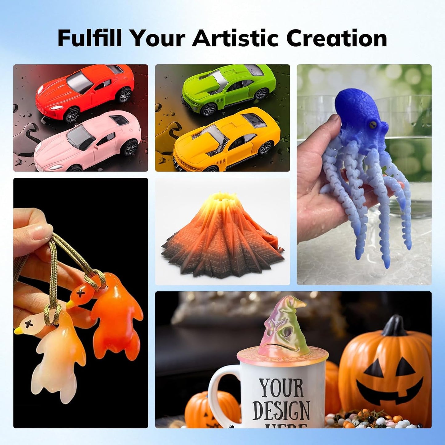 AMOLEN 3D Printer Filament, Temp Change Blue to White PLA Filament 1.75mm, Cold & Heat Temp Color Change with Temperature Filament, Dimensional Accuracy +/- 0.02 mm, 1KG/2.2lb, Fits Most FDM Printers