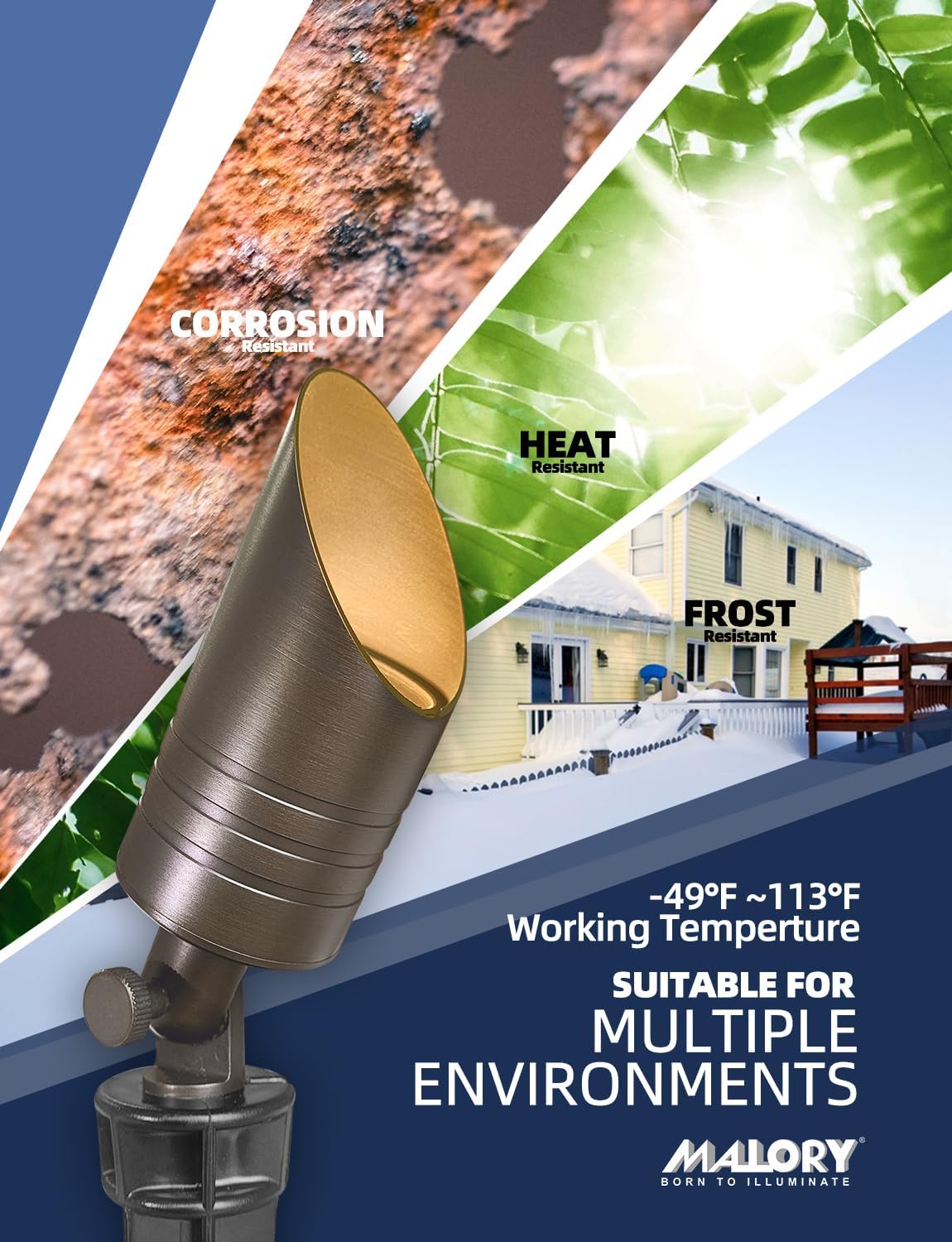 MALORY Brass Outdoor Spot Lights,12V AC/DC Low Voltage LED Landscape Lighting,Waterproof Spot Up Light for Garden,Patio and Yard (S05-Bronze, 12-Pack with Bulb)