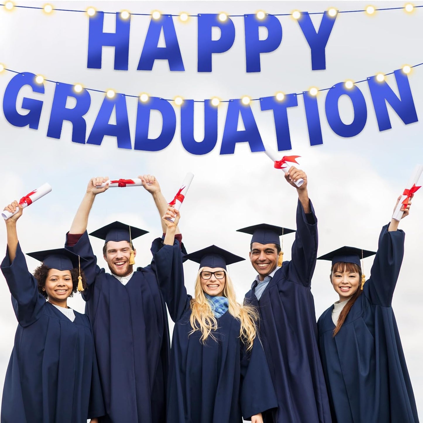 TaoBary 112 Pcs DIY Letter Kit Glitter Customizable Banner Letters Include 107 Letters and Numbers 3 Rope and 2 Needles for Birthday Halloween Christmas Wedding Valentine Party Decor(Bright Blue)