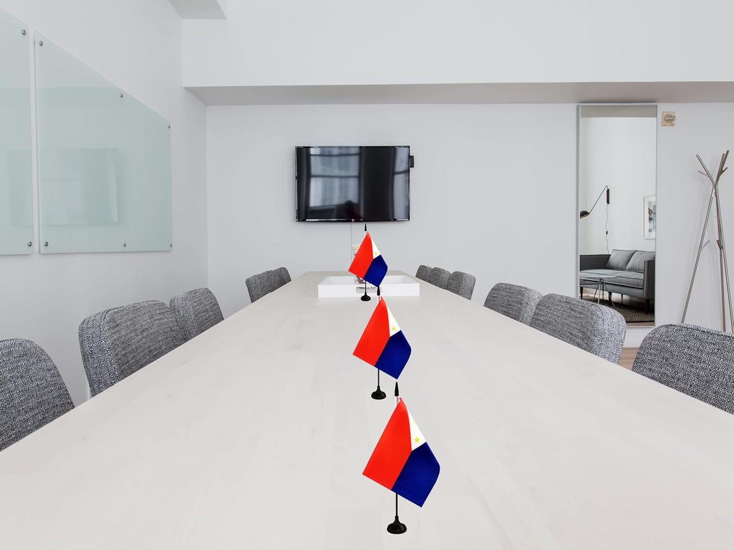 Philippines Desk Flag, 12 Pack Filipino Table Office Flag with Black Solid Pole and Stand Base, International Country Flag, Festival Celebration, Classroom Meeting Desktop Decor (Philippines)