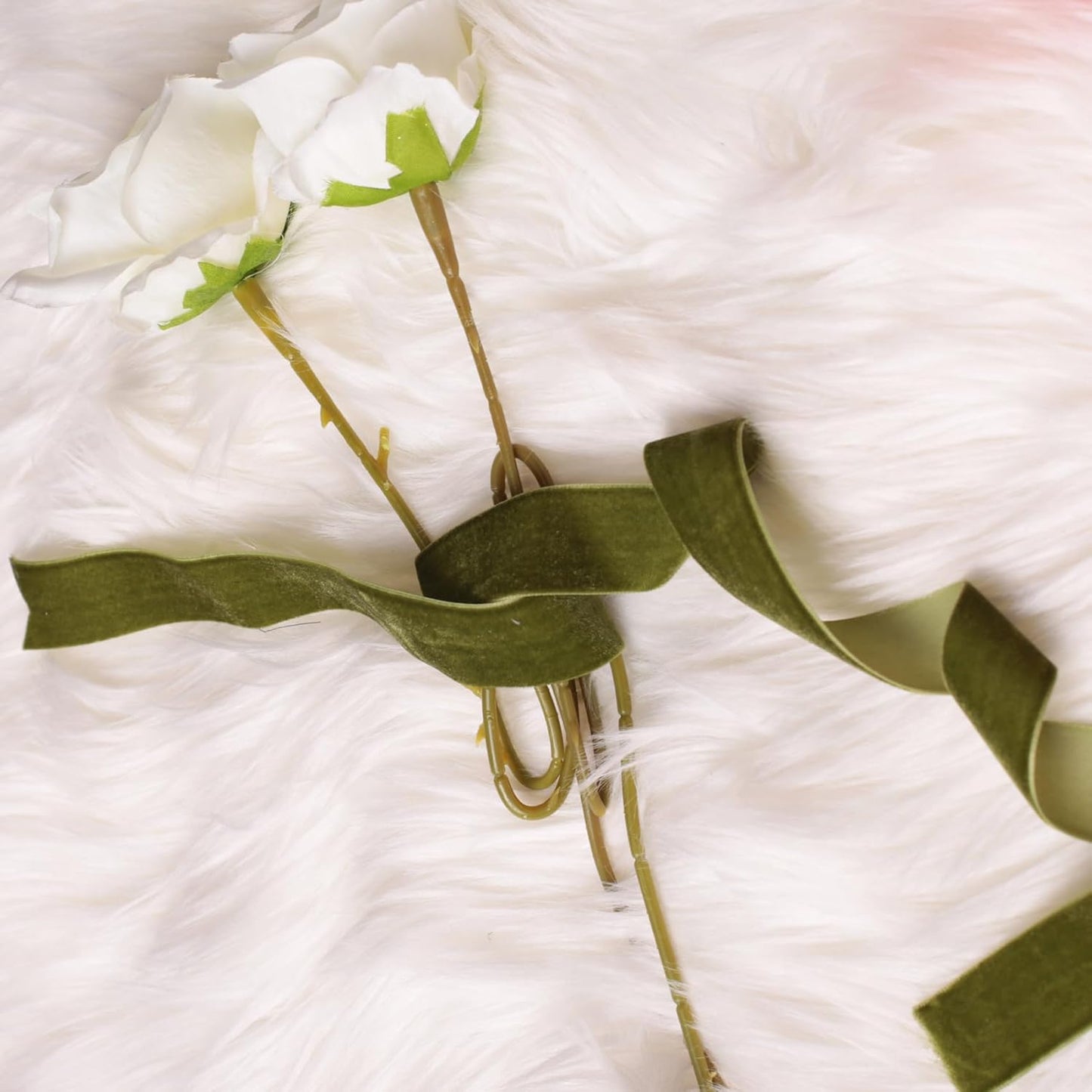 Olive Green Christmas Velvet Ribbon for Tree, Gift Wrapping, Flower Bouquet, Wreath Decorations, Bow Making 1'', 25 Yards