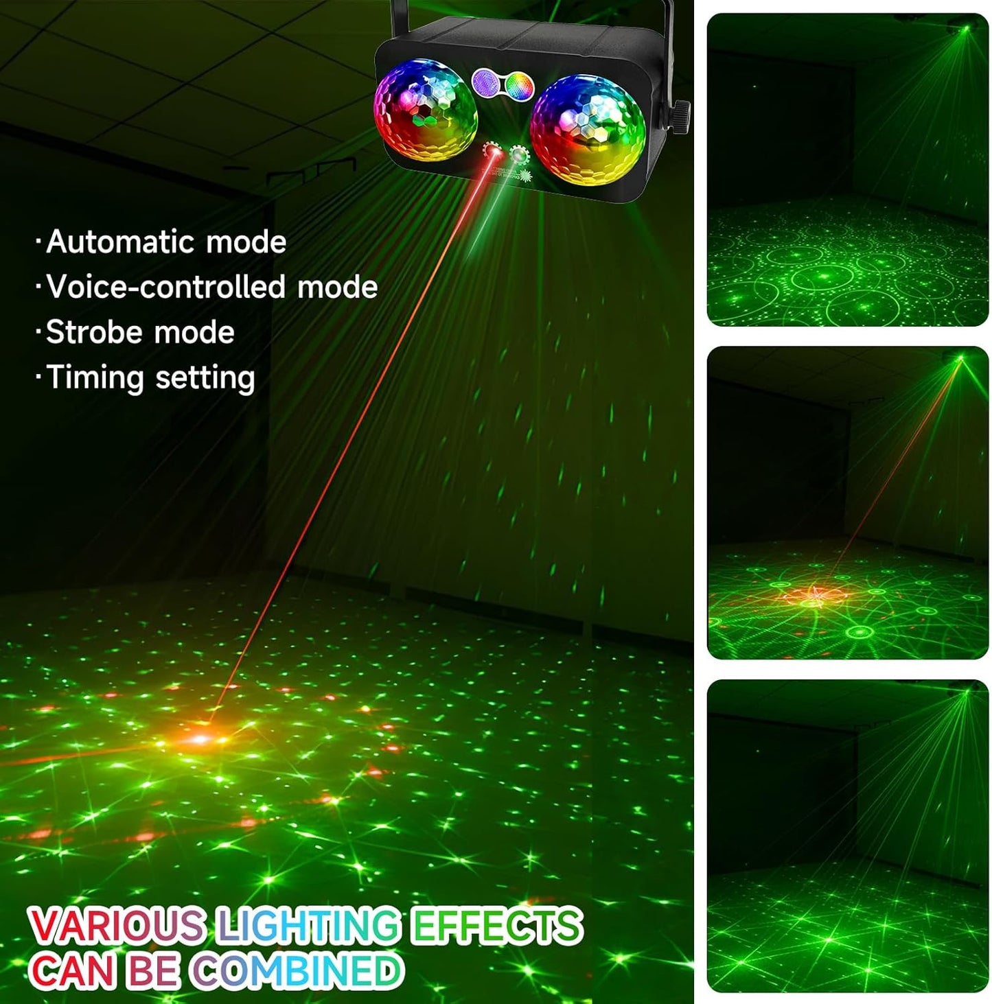 6 in 1 Party Lights Disco Ball Light Dj Disco Lights LED Stage Strobe Lights Projector Sound Activated with Remote for Dance Parties,Parties Club Bar Holiday Christmas Gift Birthday Wedding Karaoke