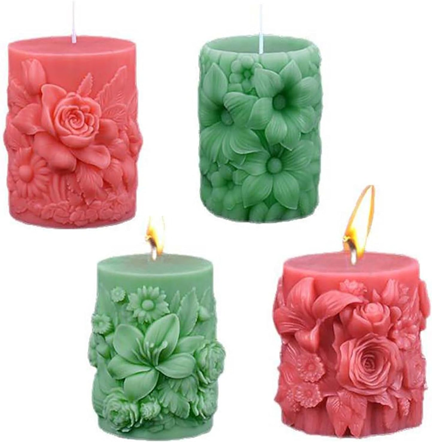 Rose Pillar Succulent Flower Silicone Wave Spiral Candle Mold - Silicone Resin Casting Molds for Candle & Resin & Soap Craft Supplies