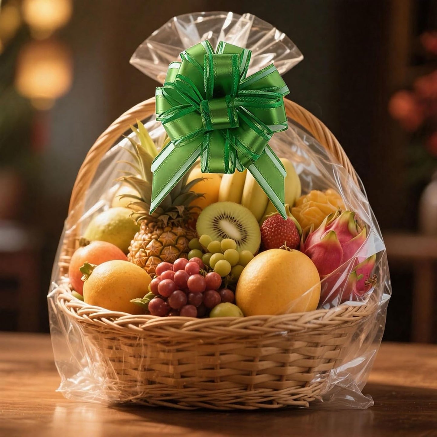 Small Pull Bows, 10 PCS 4 Inch Green Gift Bows for Wrapping,Basket, Wedding,Birthday Party,Flower Bouquet Decoration