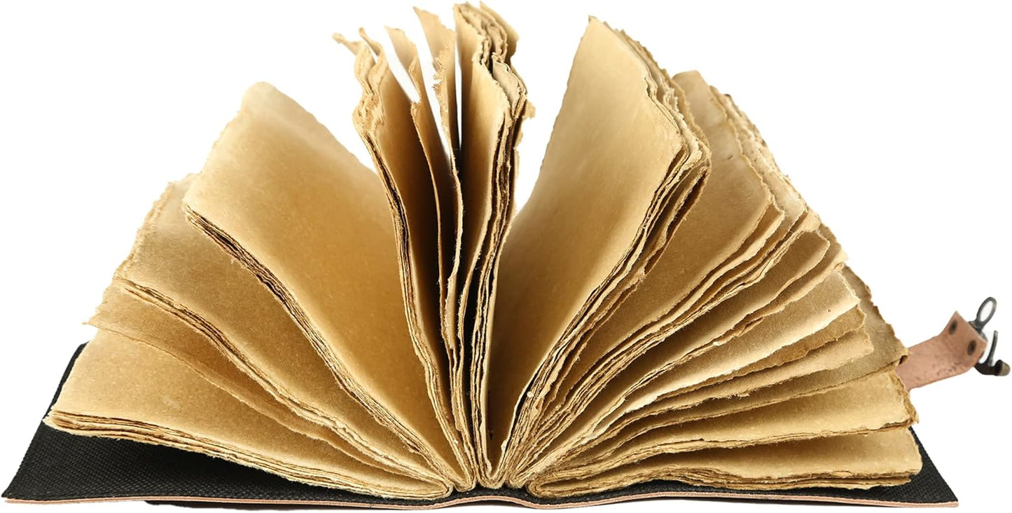 Vintage Leather Journal Handmade Buffalo Non-Refillable Deckle Edge Paper – Leather Bound Journal for Women Men Vintage C-Lock Closure Ideal for Writing & Travel for Artists