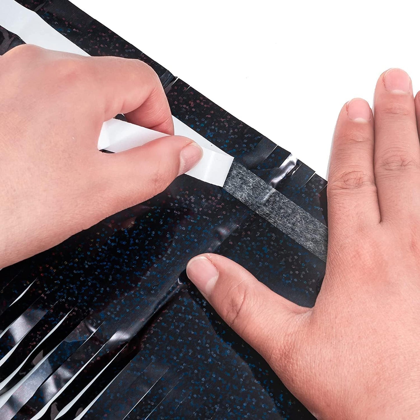 Foil Fringe Curtain Party Decorations - Black Blue Metallic Tinsel Photo Booth Backdrop Party Steamers Curtains for Birthdays Christmas New Years Homecoming Decoration