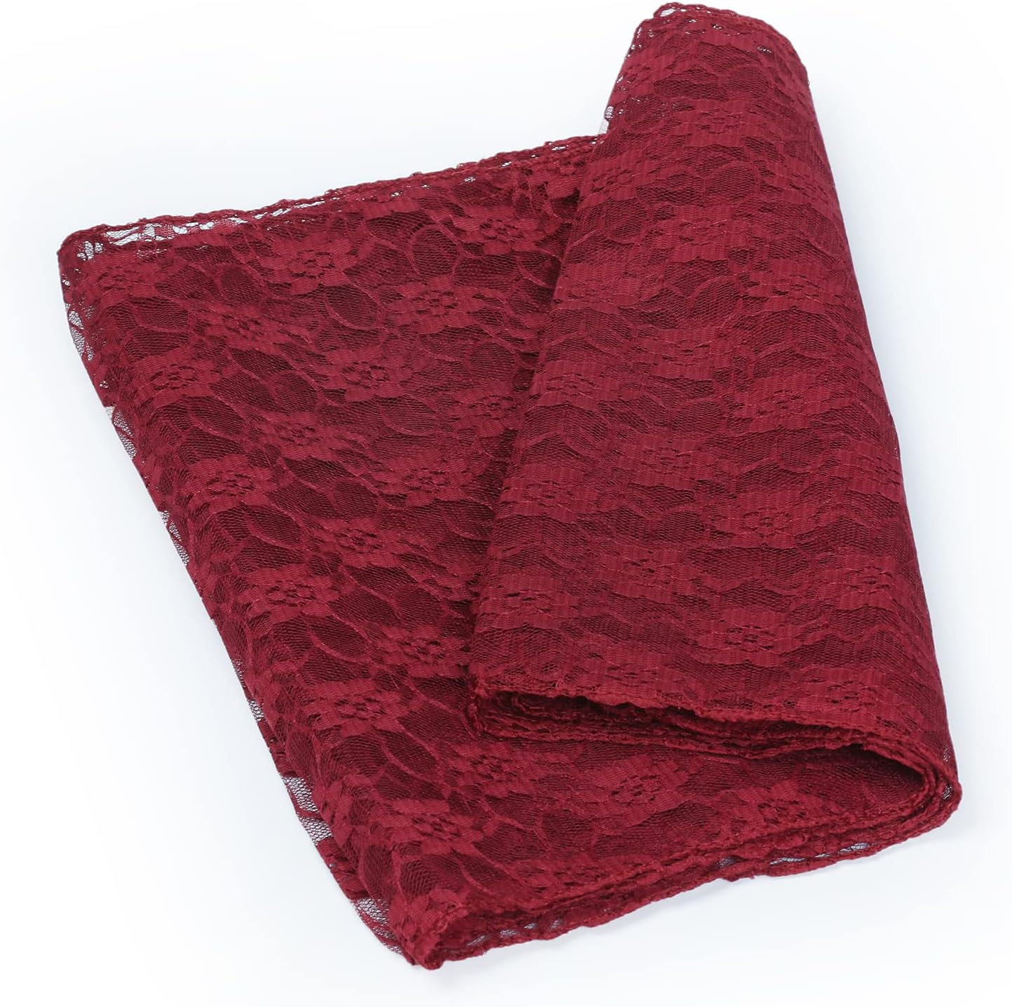 MDS Pack of 20 Wedding 12 x 108 inches Lace Table Runner for Wedding, Decorations for Birthday Parties, Banquets, Graduations, Engagements, and Runners fit Rectangle, Round Table- Maroon