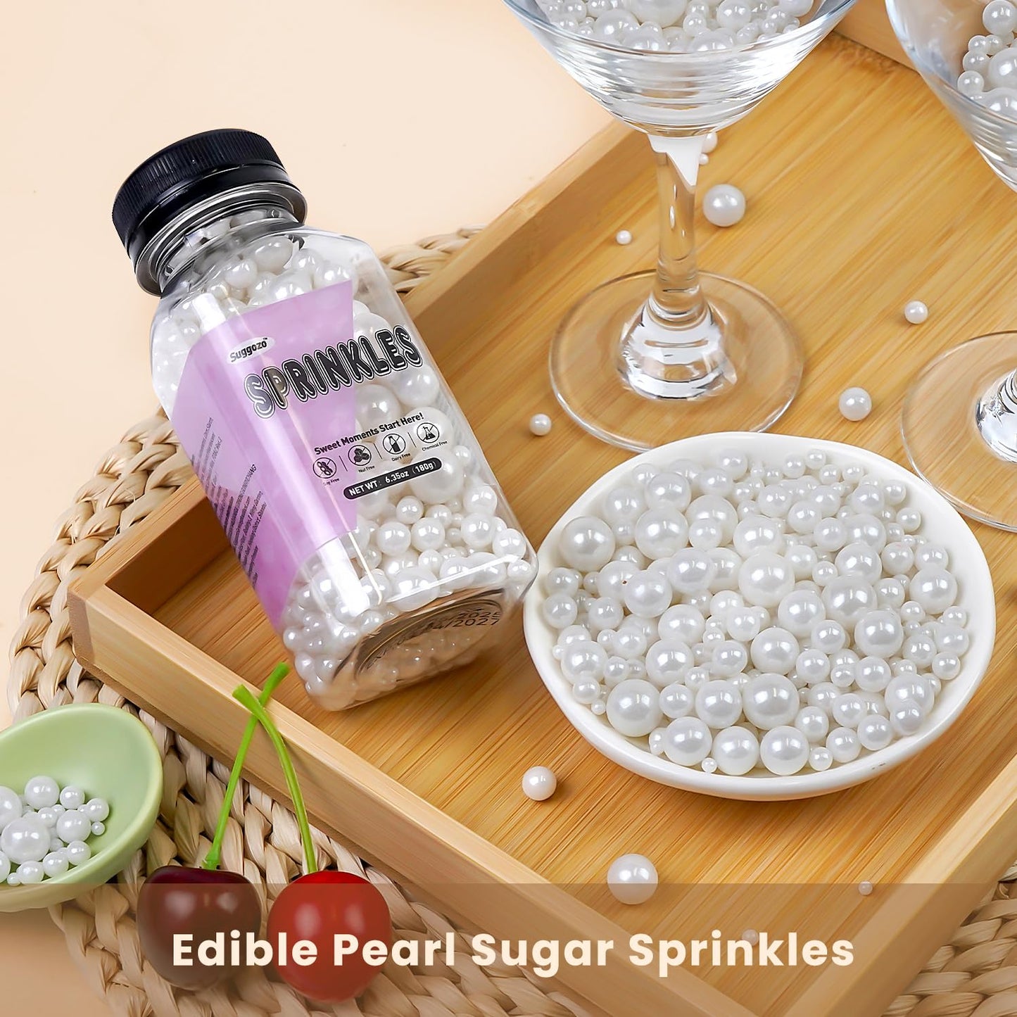 Edible Pearl, White Pearl Sprinkles for Cake Decorating, Cupcake Toppers, Cake Decorations, Ice Cream Toppings, Wedding Party Supplies, Halloween, Christmas, 180g/6.35oz