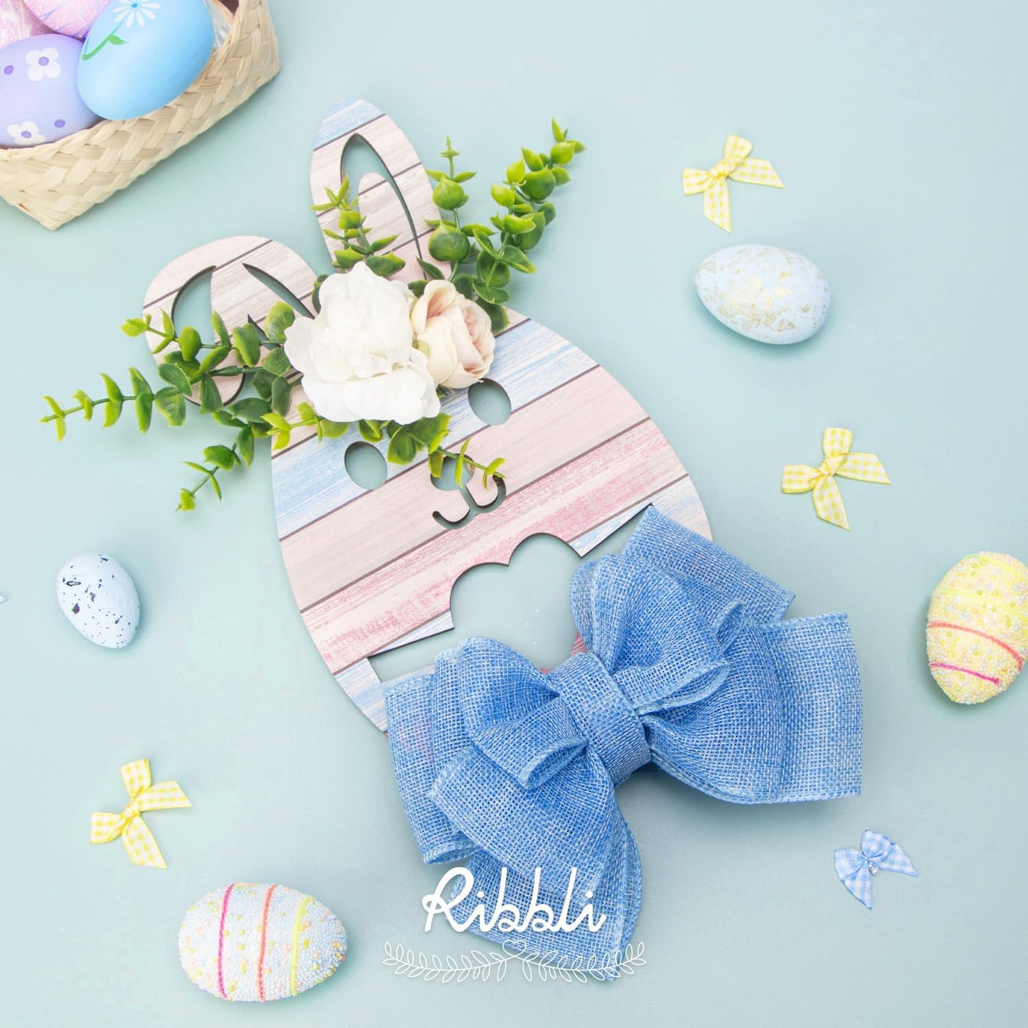 Ribbli Baby Blue Burlap Wired Ribbon, 2-1/2” Inch x Continuous 20 Yard, Wired Edge Ribbon for Wreaths,Big Bows,Tree Decoration,Outdoor Decoration