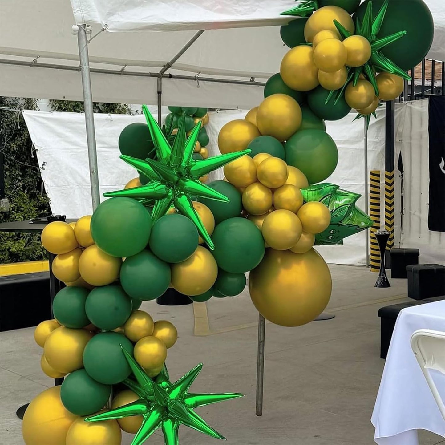 Green Yellow Gold Balloons, 12 Inch Dark Emerald Green Yellow Balloons, Sage Green Metallic Gold Balloon for Birthday Graduation St. Patrick's Day Tropical Summer Garden Party Decorations Supplies