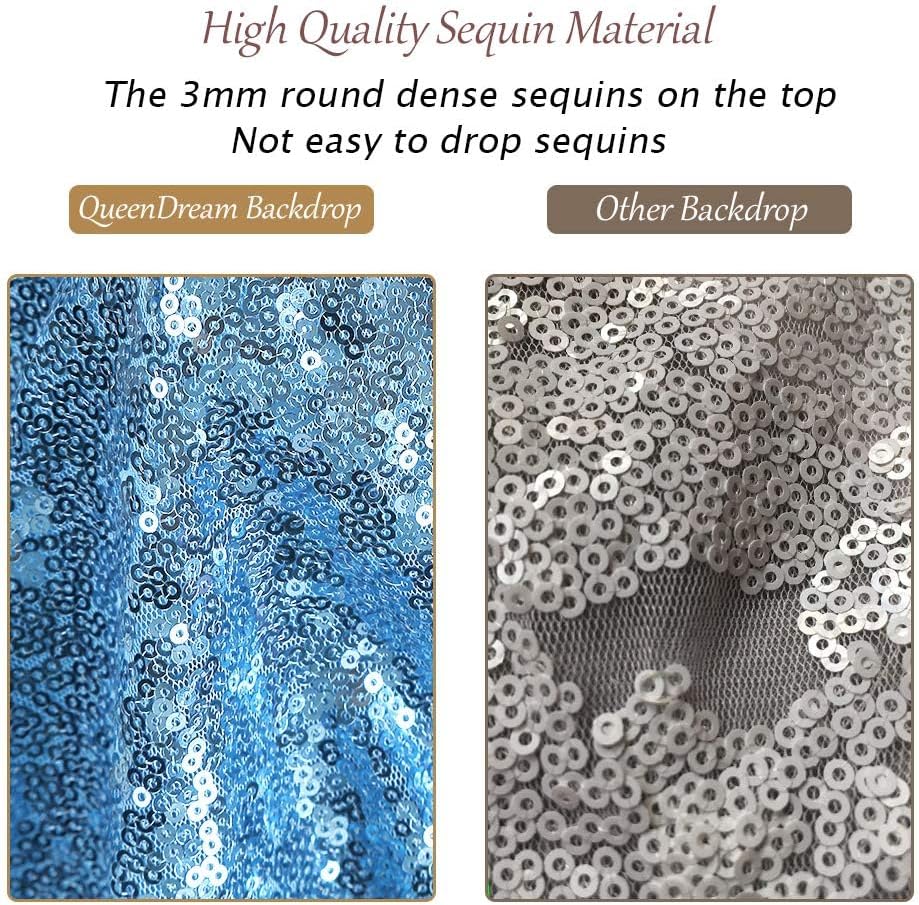 Baby Blue Sequin Backdrop Curtain 8ft x 8ft Sequin Glitter Background for Weddding Party Baby Shower Decorations