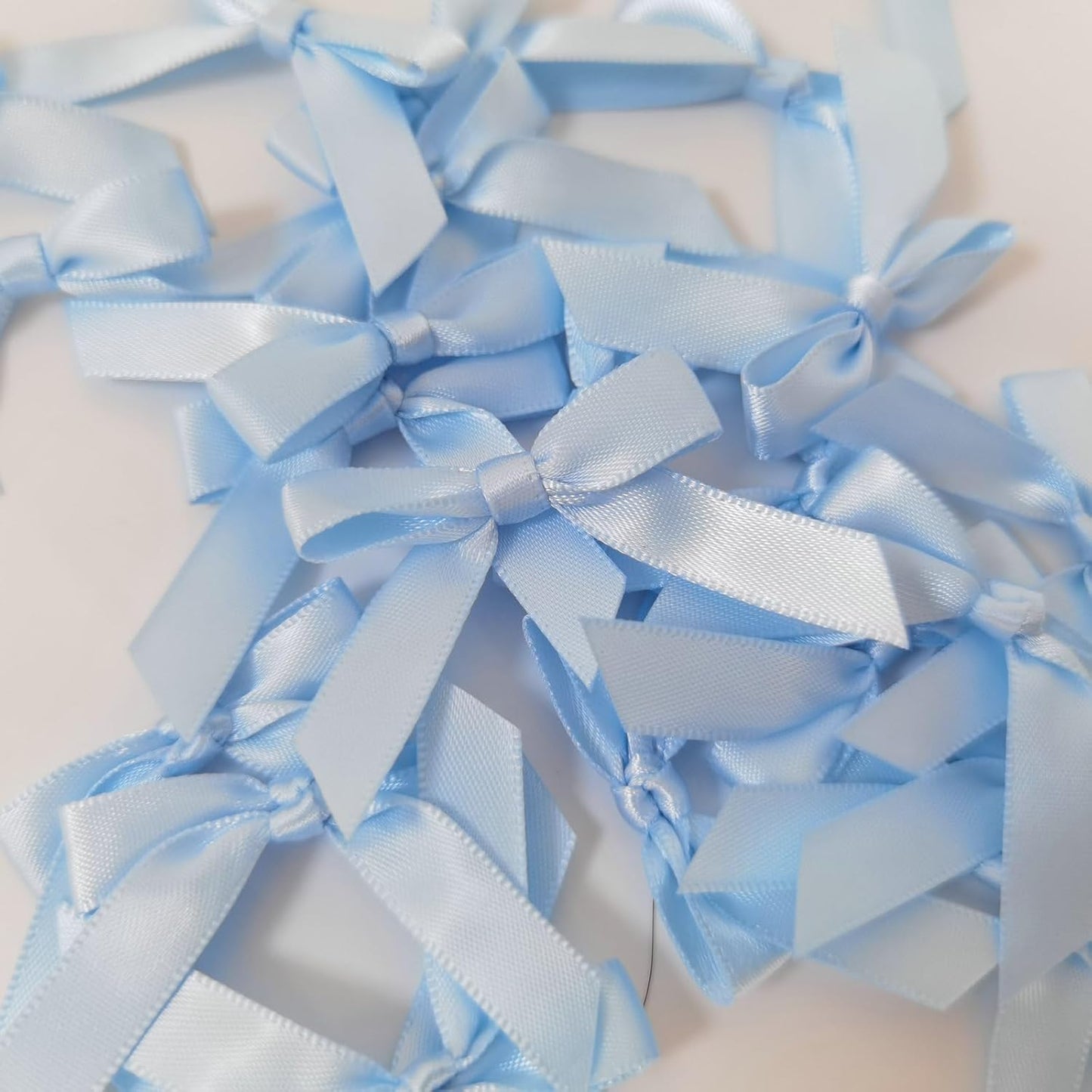 50pcs 1-1/2" Mini Light Blue Satin Ribbon Bows Without Twist Ties for Crafts Gift Wrapping Packing Christmas Baby Shower Decoration (Light Blue)