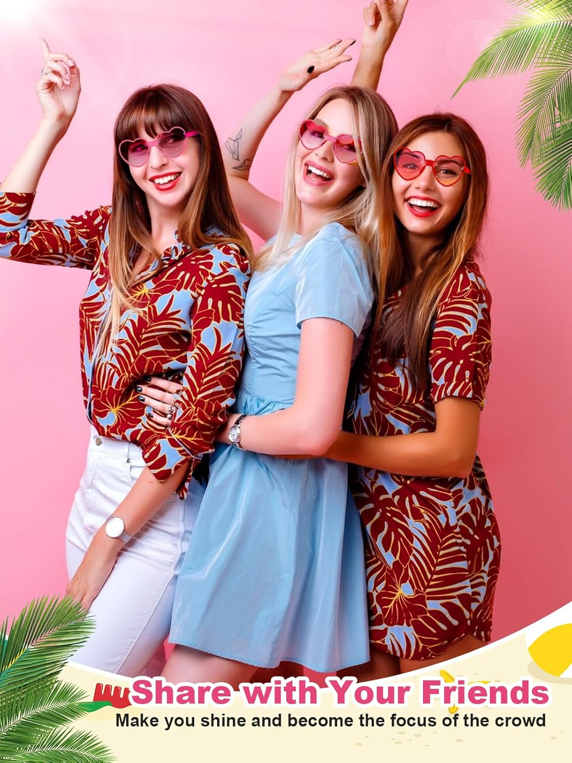 12 Pairs Heart Shaped Sunglasses for Women Colorful Glasses Fun Trendy Transparent Heart Sunglasses Party Favor (Gradient Pink)