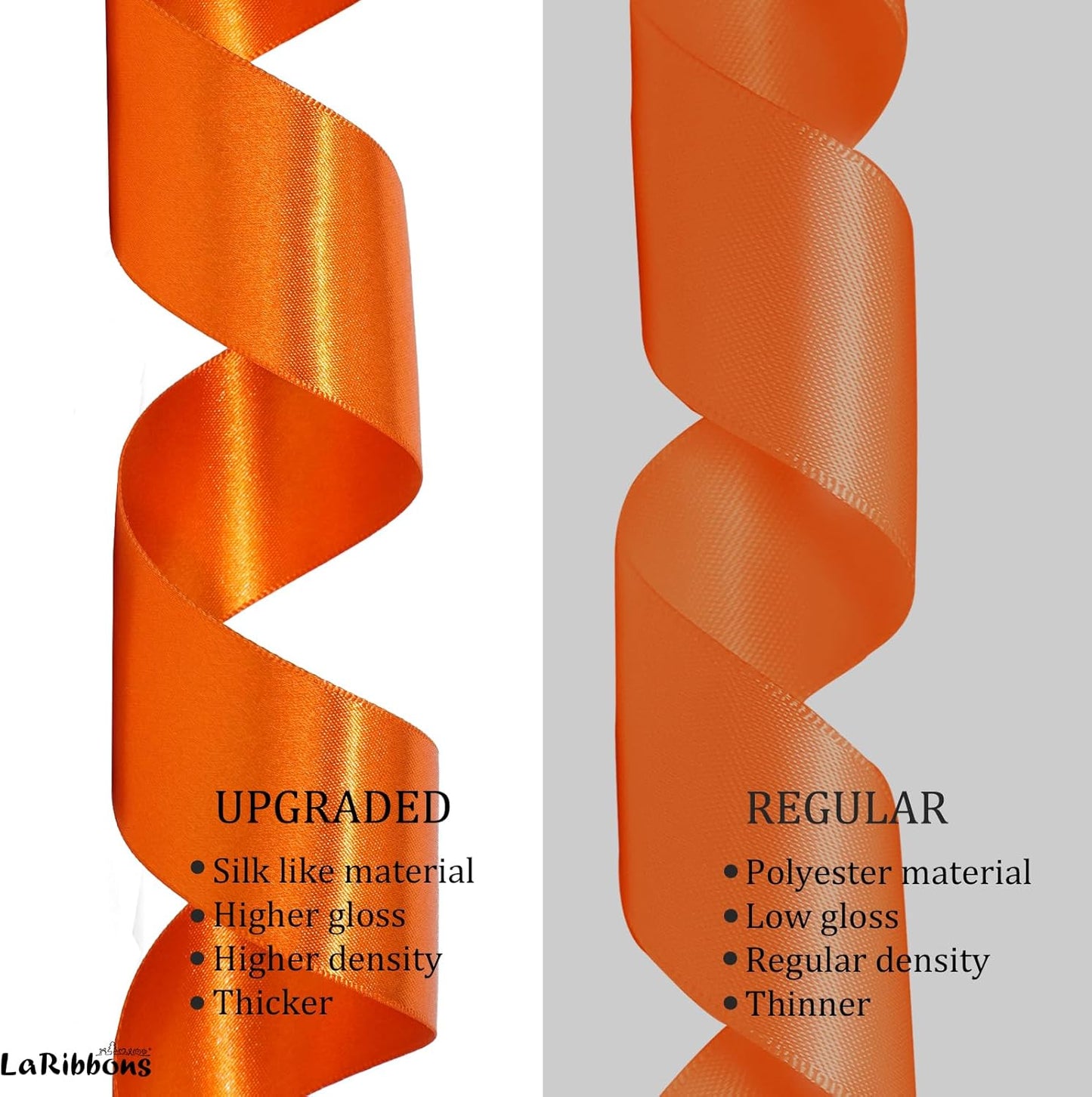 LaRibbons Orange Ribbon 1 1/2 Inch 25 Yards Luxury Double Faced Russet Orange Silk Ribbon for Flower Bouquet Crafts Gift Wrapping Wedding Party Decoration