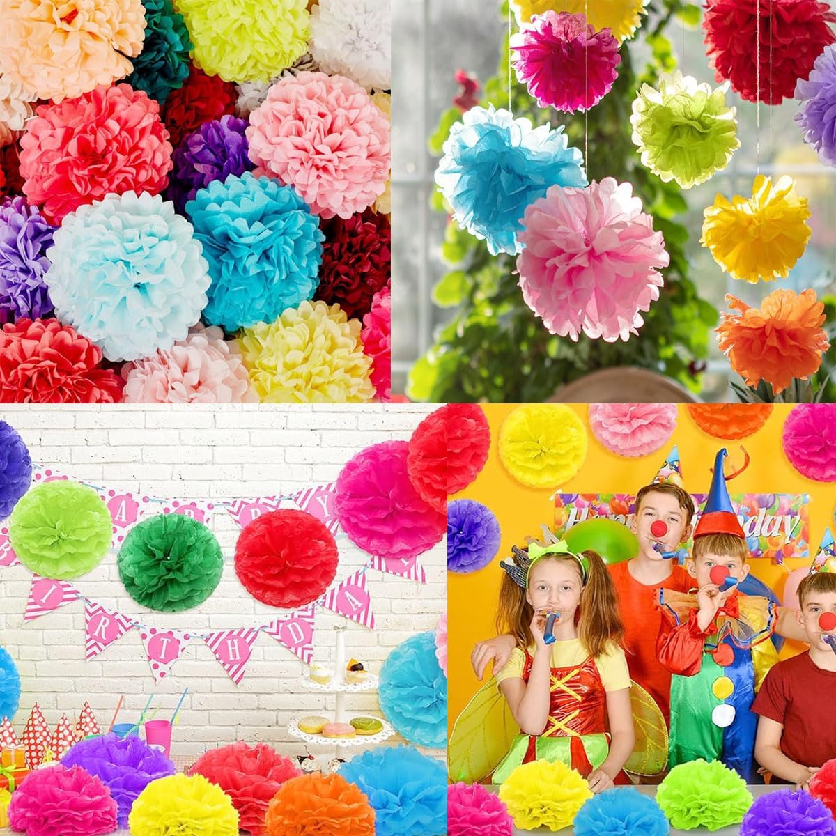 12pcs 10in 12in White Paper Pom Poms Tissue Paper Balls Wedding Party Flower Decorations DIY Art Craft Blooms for Birthday Baby Shower Nursery Decor
