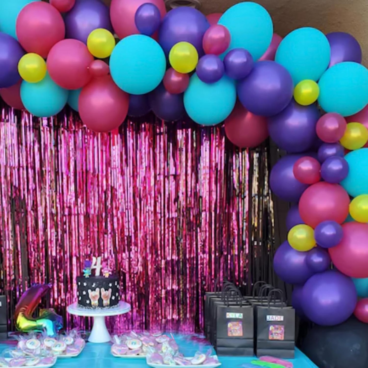 Paready Pink Blue Purple Balloons, 50 PCS Rainbow Party Balloons, 12 Inch Hot Pink Teal Blue Metallic Purple Yellow Confetti Balloon for Girls Magic Theme Baby Shower Birthday Wedding Party Decoration