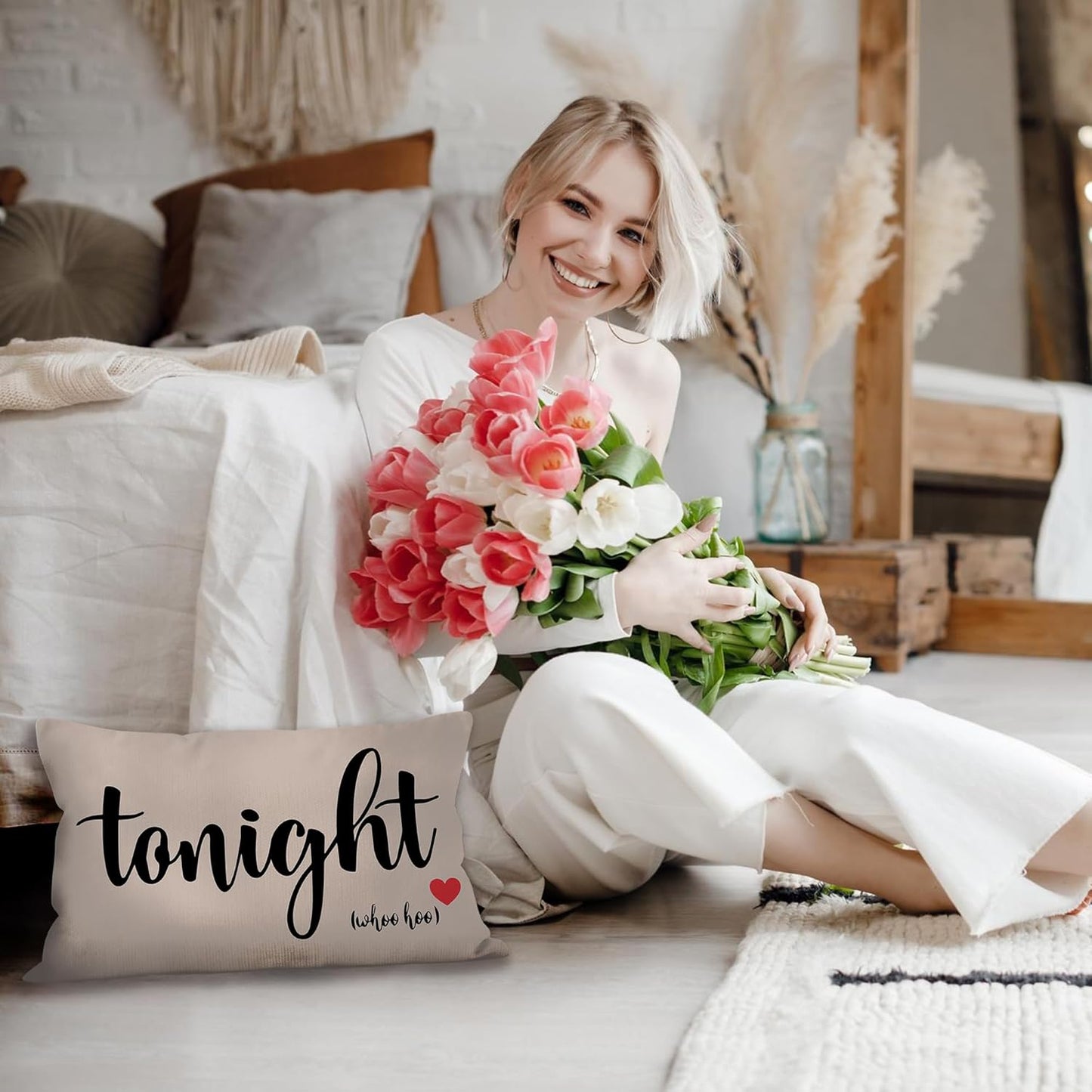 Mancheng-zi Bridal Gift,12x20 Pillow Cover,Bridal Shower Gifts,Funny Couples Reversible Linen Pillow Cover, Bachelorette Party Gifts,Bridal Gifts for Bride,Wedding Gifts for Bride(Light Brown)