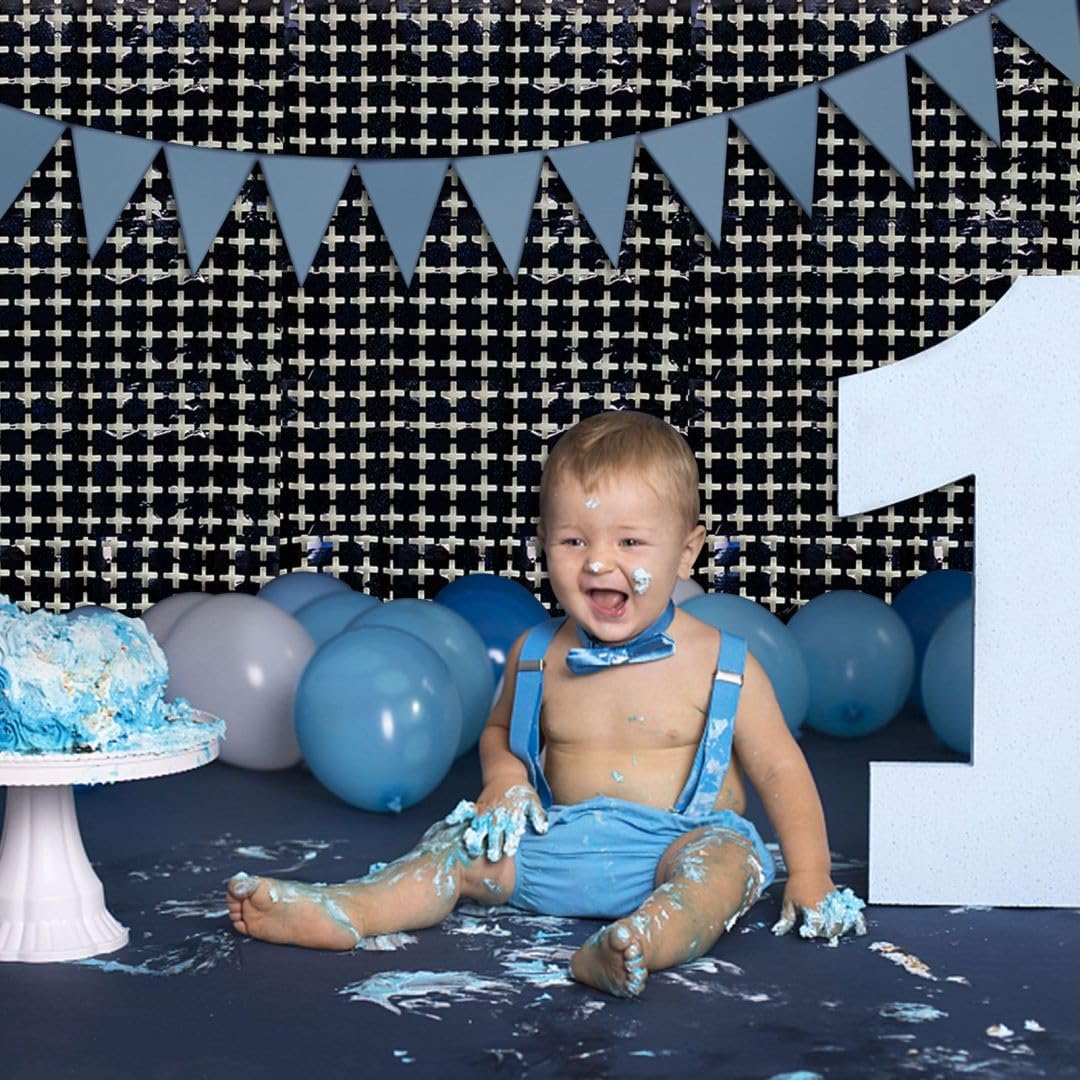 Square Tinsel Curtain Party Backdrop - 5pcs Glitter Foil Fringe Curtain Party Decor Black Photo Booth Backdrop Streamers for Halloween, Christmas, Birthday, Graduation, Wedding Party Decorations