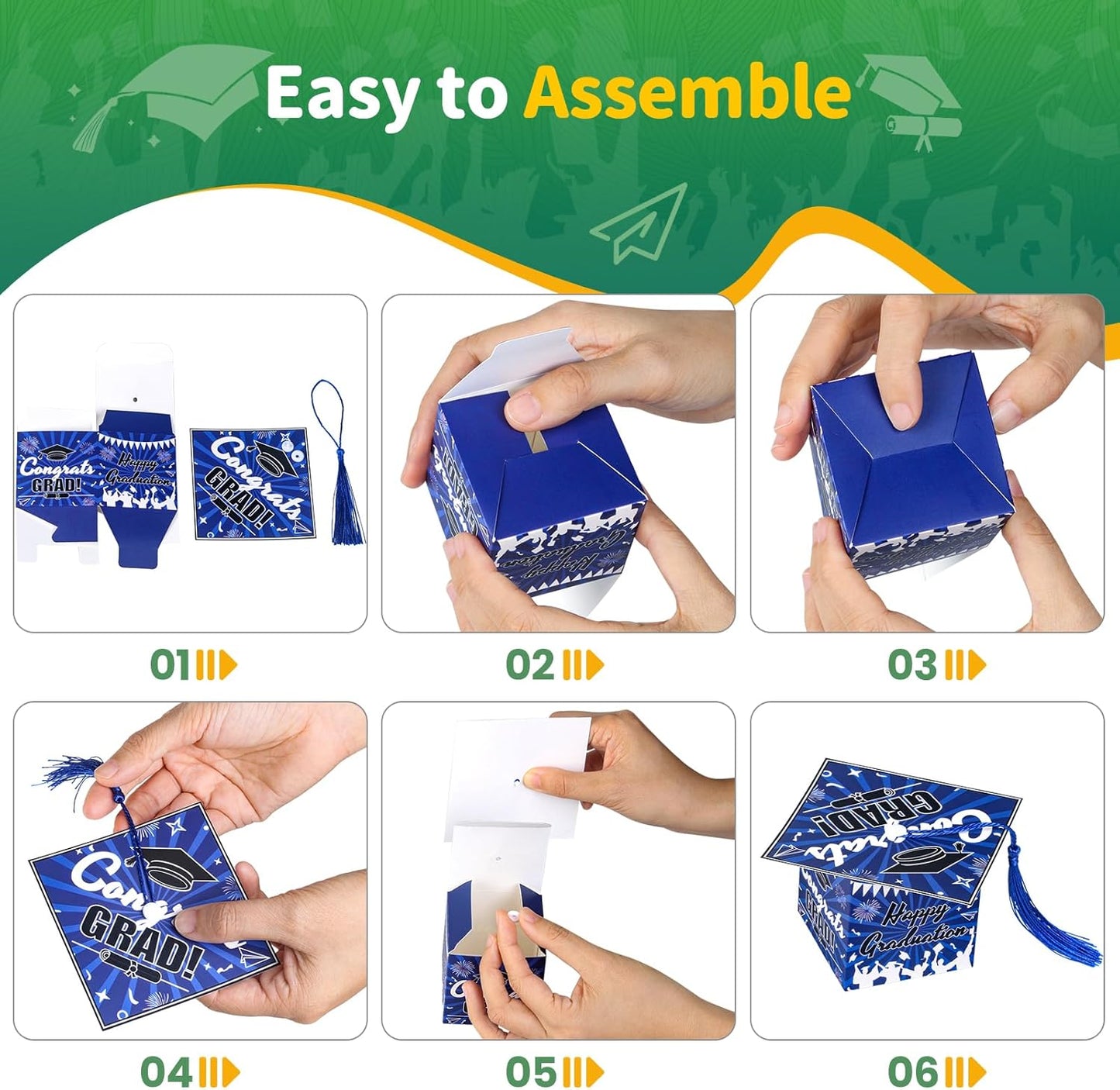 COTOPHER 36 Pack Mini Graduation Cap Gift Boxes, Class of 2025 Graduation Candy Boxes with Tassel, Small Treat Chocolate Box Centerpieces for Tables Party Decorations Graduate Favors Supplies