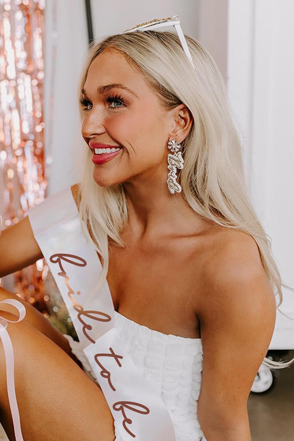 LADY&HOME White Bride To Be Sash,Bachelorette Party Decorations,Bach Supplies,Bridal Shower Gift,Bridesmaid Favor